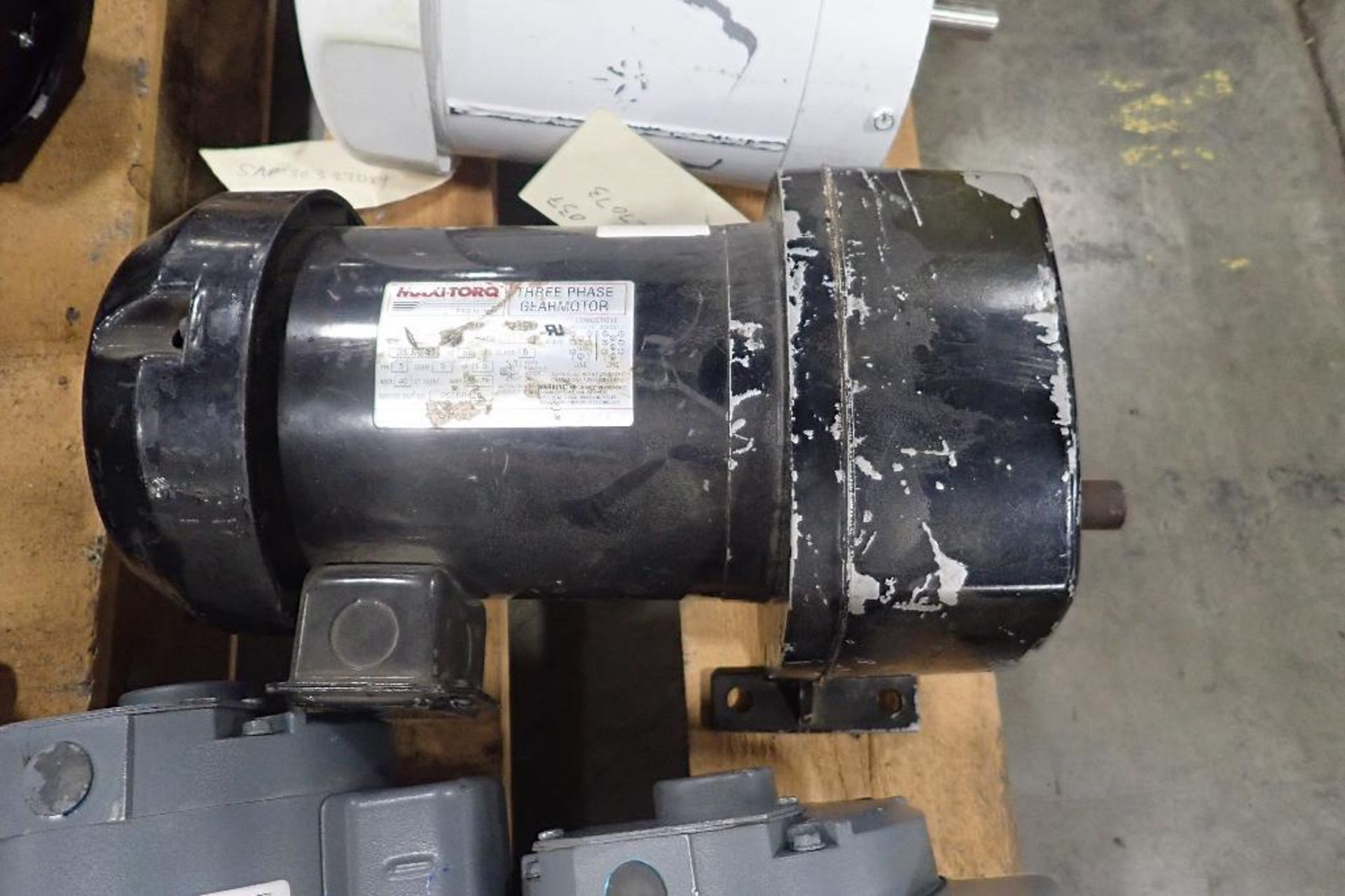 Pallet of electric motors, cores, gearboxes. (See photos for additional specs). **Rigging Fee: $35** - Image 10 of 68