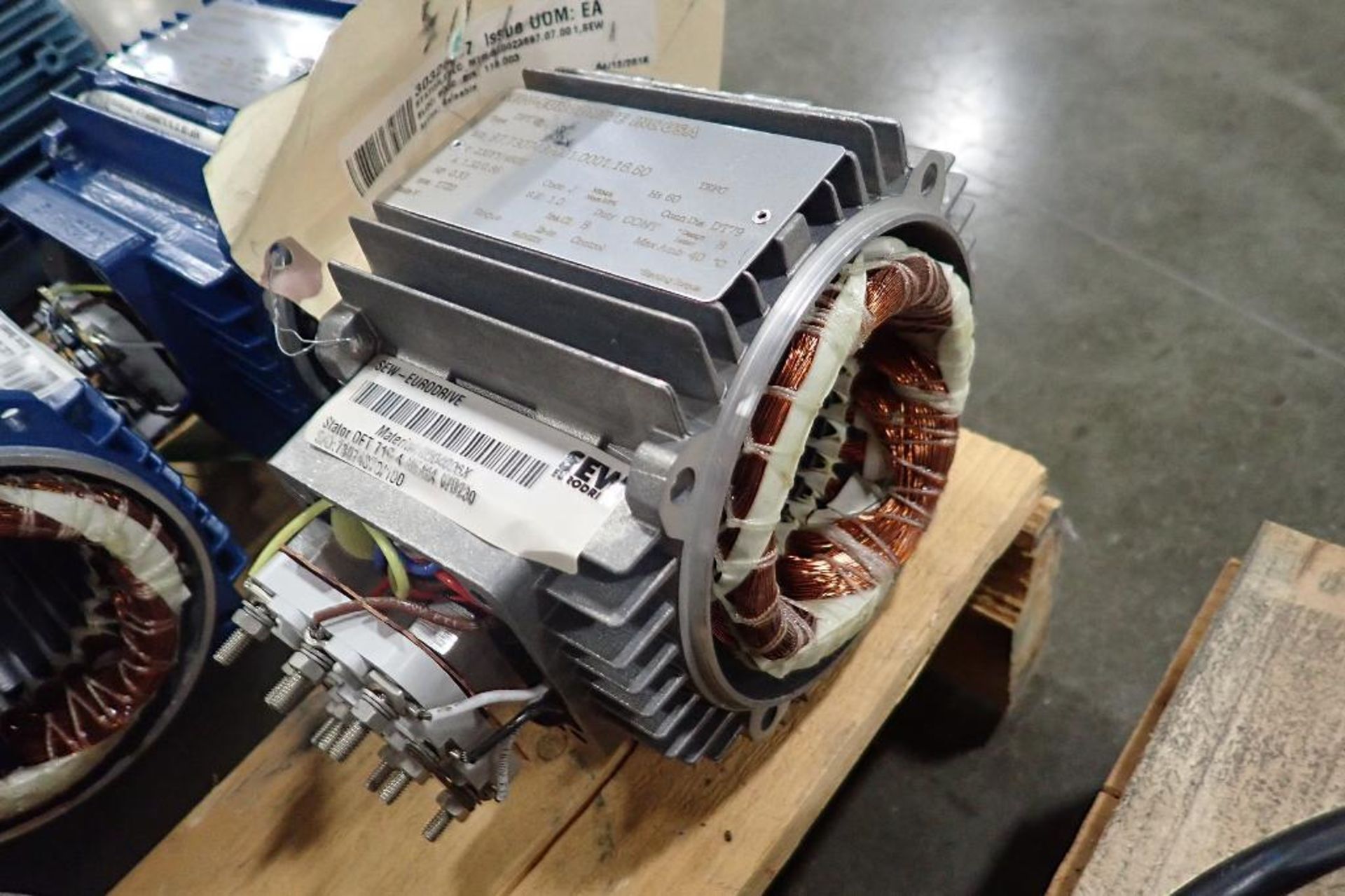 Pallet of electric motors, cores, gearboxes. (See photos for additional specs). **Rigging Fee: $35** - Image 58 of 68