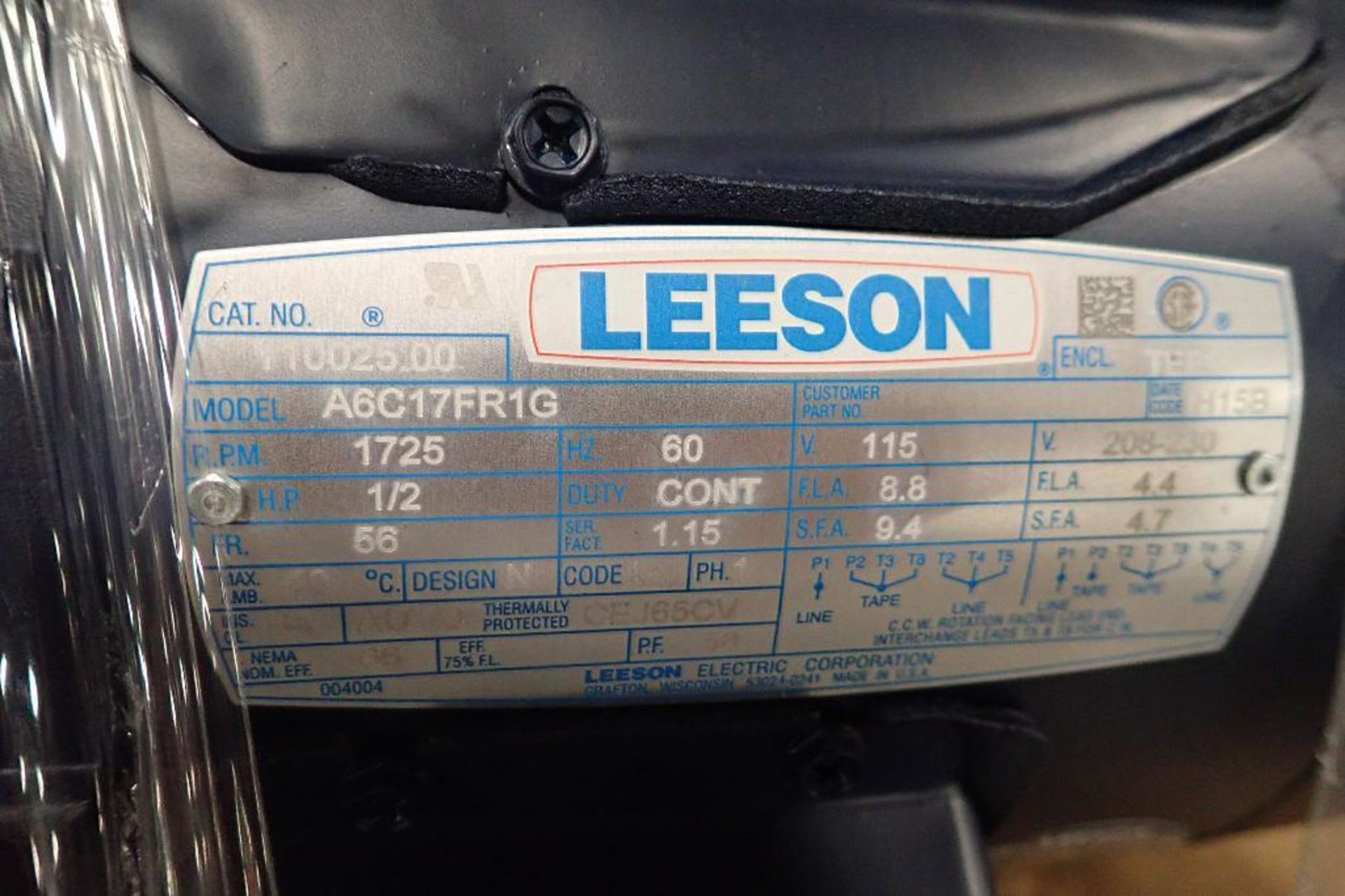(2) New 1/2 hp Leeson electric motors. (See photos for additional specs). **Rigging Fee: $25** (Loca - Image 4 of 6