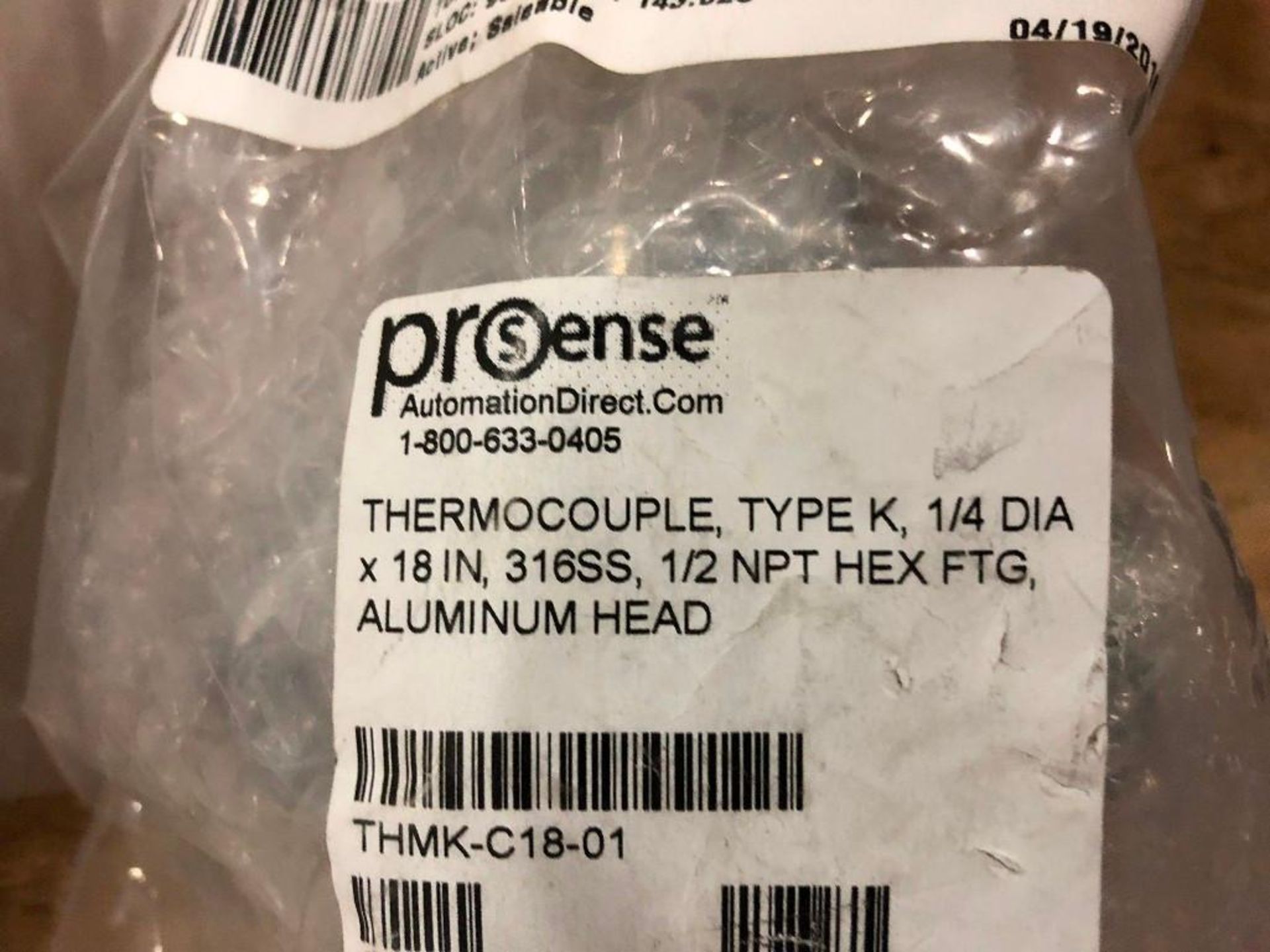 (20) New ProSense thermo couplers, type K, 1/4 dia x 18 in. 316SS, 1/2 NPT hex fitting, aluminum hea - Image 2 of 7