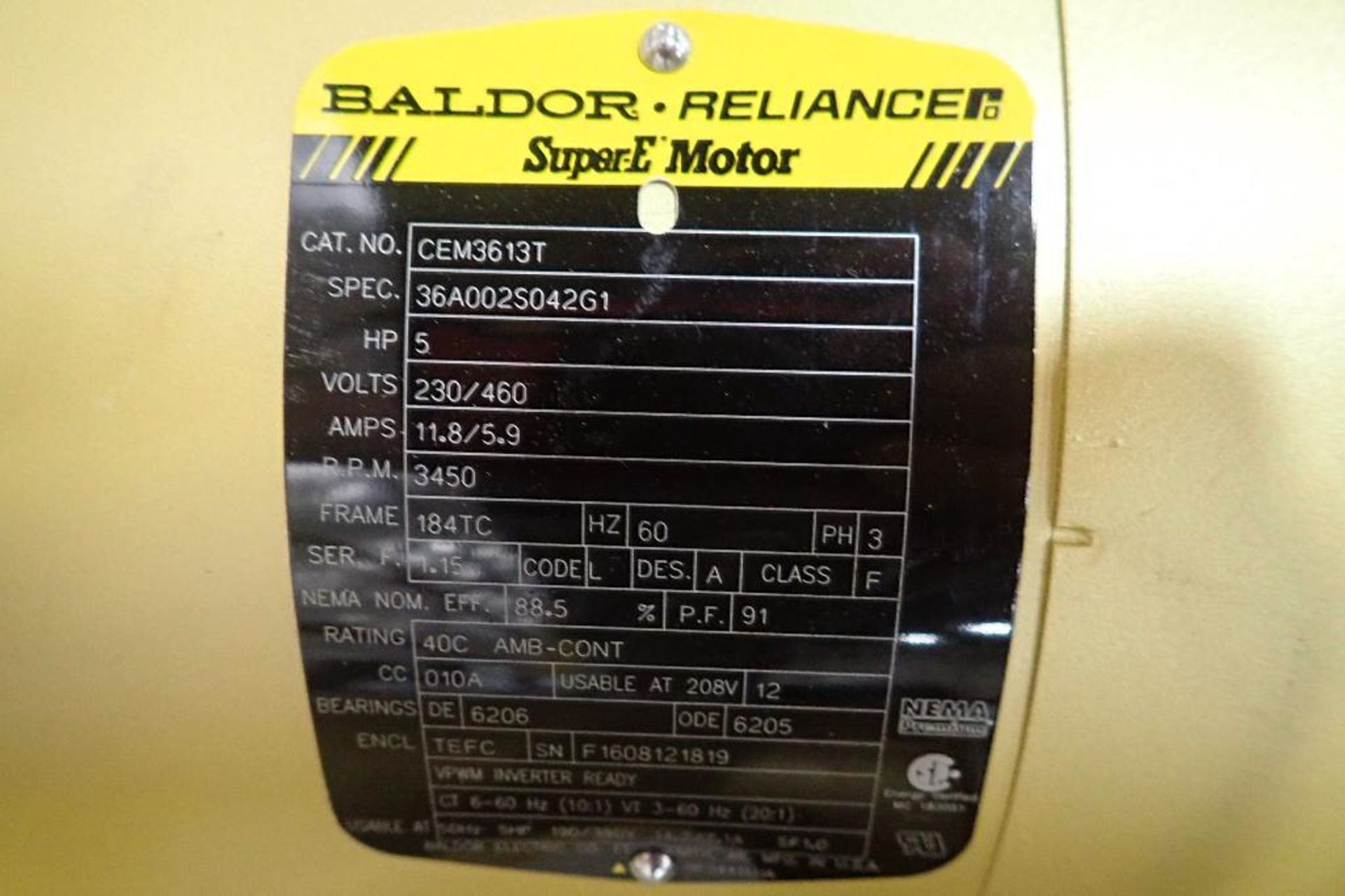 (3) Baldor electric motors, 5 hp, 5hp, 3 hp. (See photos for additional specs). **Rigging Fee: $25** - Image 4 of 10