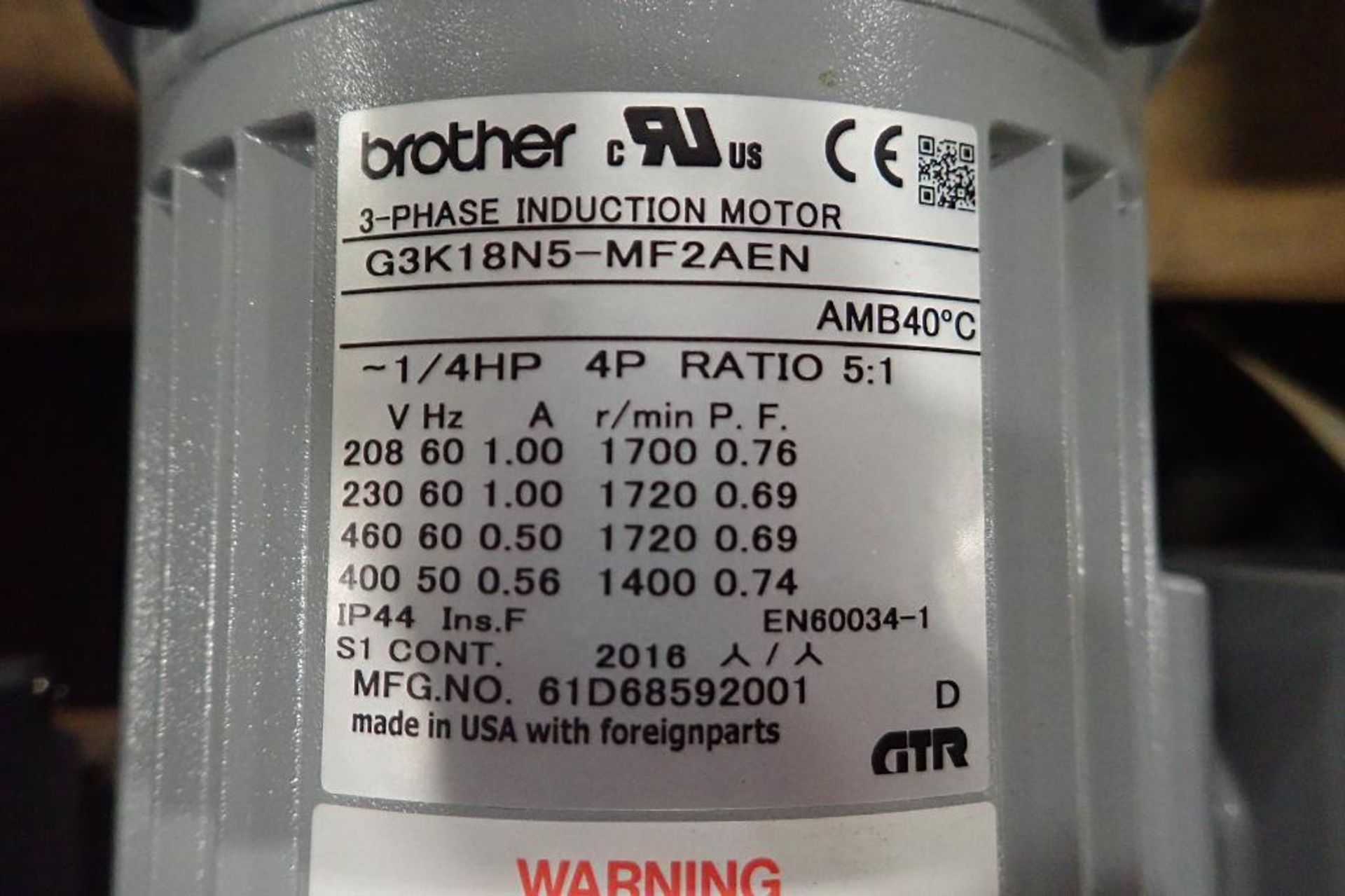 (6) New Brother 14 hp induction motors. (See photos for additional specs). **Rigging Fee: $25** (Loc - Image 7 of 19