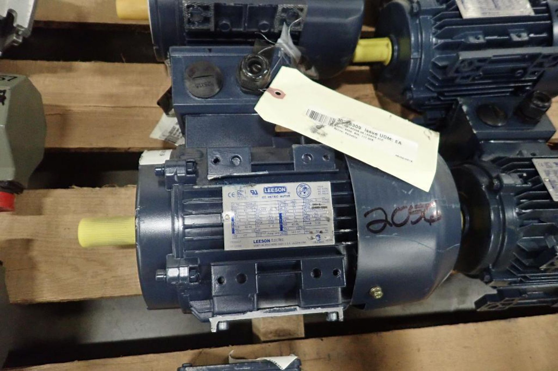 (7) Leeson motors, 3/4 hp to 3 hp. (See photos for additional specs). **Rigging Fee: $25** (Located - Image 5 of 22