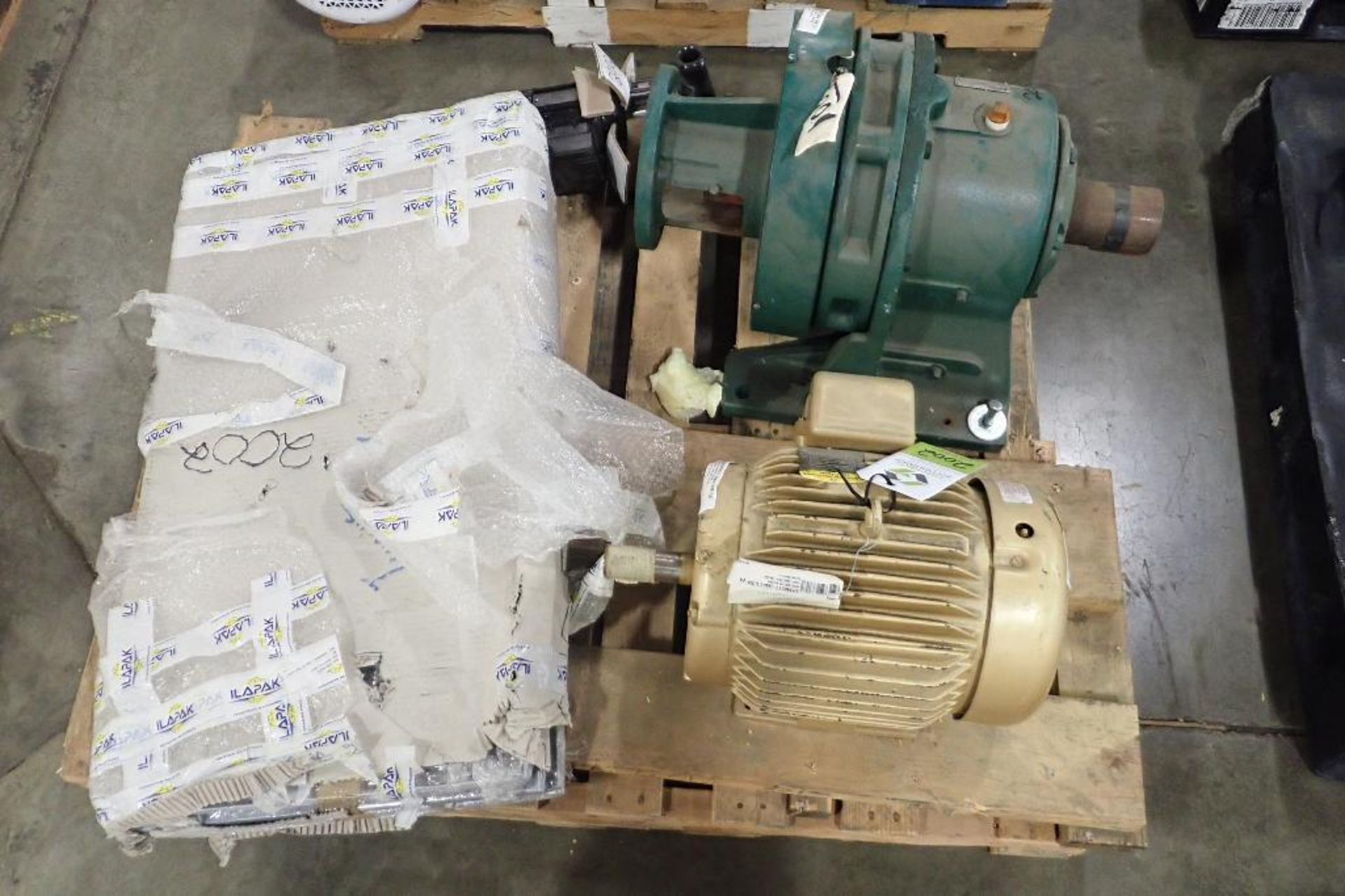 Baldor 7.5 hp electric motor, Sm-Cylco gear reducer, Grundfos pump, Ilapak covers. (See photos for a