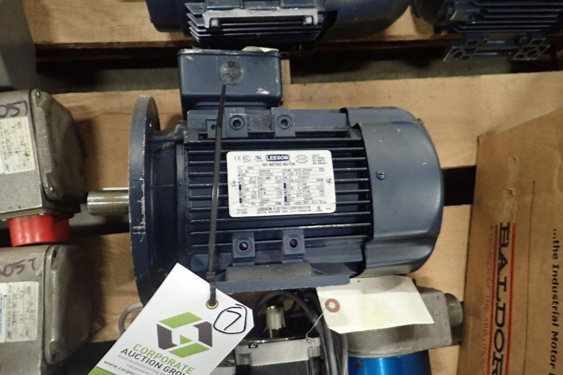 (7) Leeson motors, 3/4 hp to 3 hp. (See photos for additional specs). **Rigging Fee: $25** (Located - Image 2 of 22