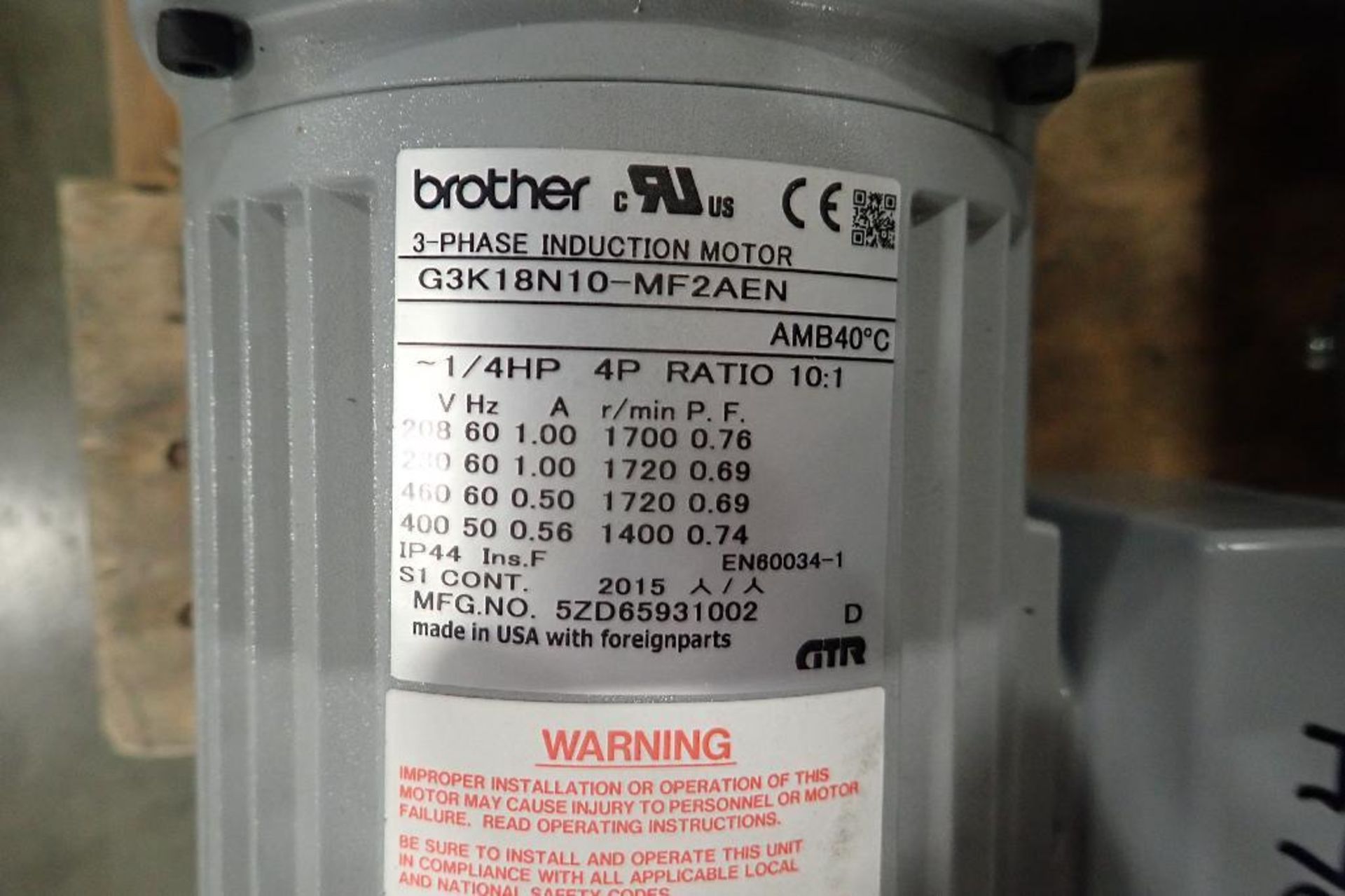 (6) New Brother 14 hp induction motors. (See photos for additional specs). **Rigging Fee: $25** (Loc - Image 19 of 19