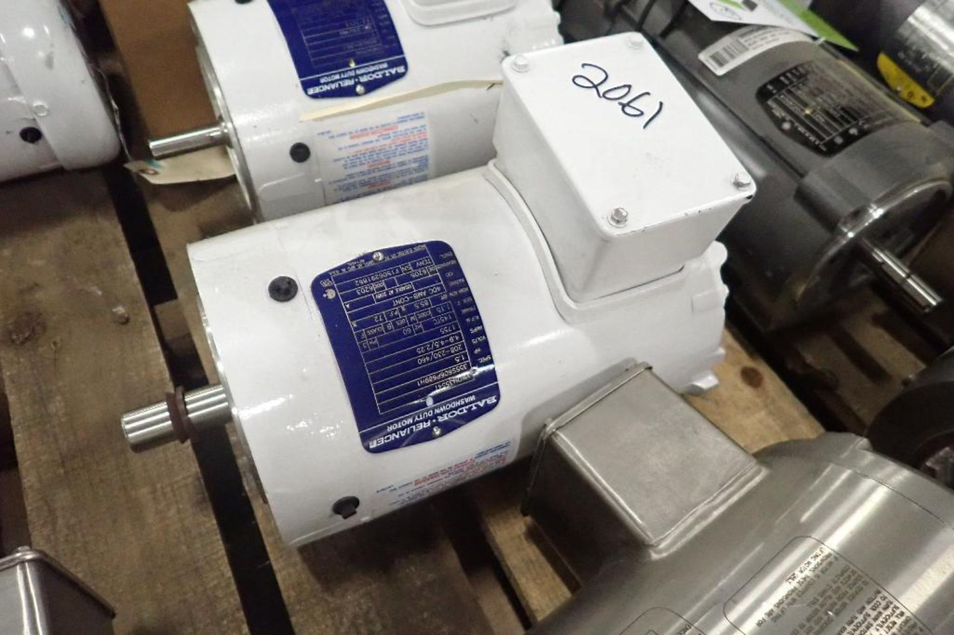 (2) New Baldor electric washdown motors, 1 hp and 1.5 hp. (See photos for additional specs). **Riggi - Image 5 of 7