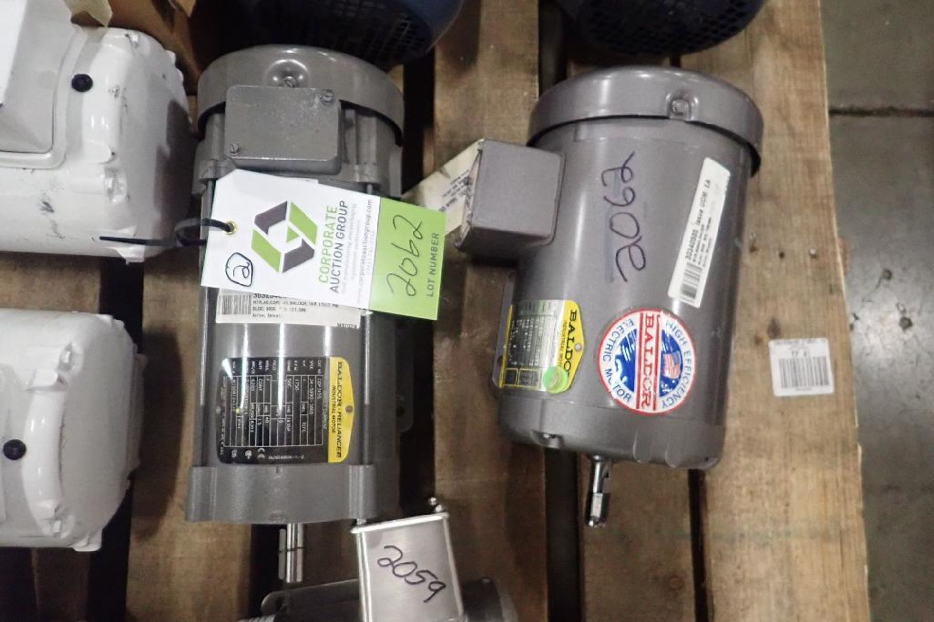 (2) Baldor electric motors, 3/4 hp and 1 hp. (See photos for additional specs). **Rigging Fee: $25**