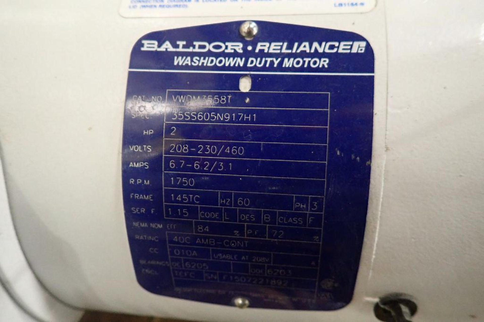 Baldor 2 hp electric motor and gearbox. (See photos for additional specs). **Rigging Fee: $25** (Loc - Image 6 of 6