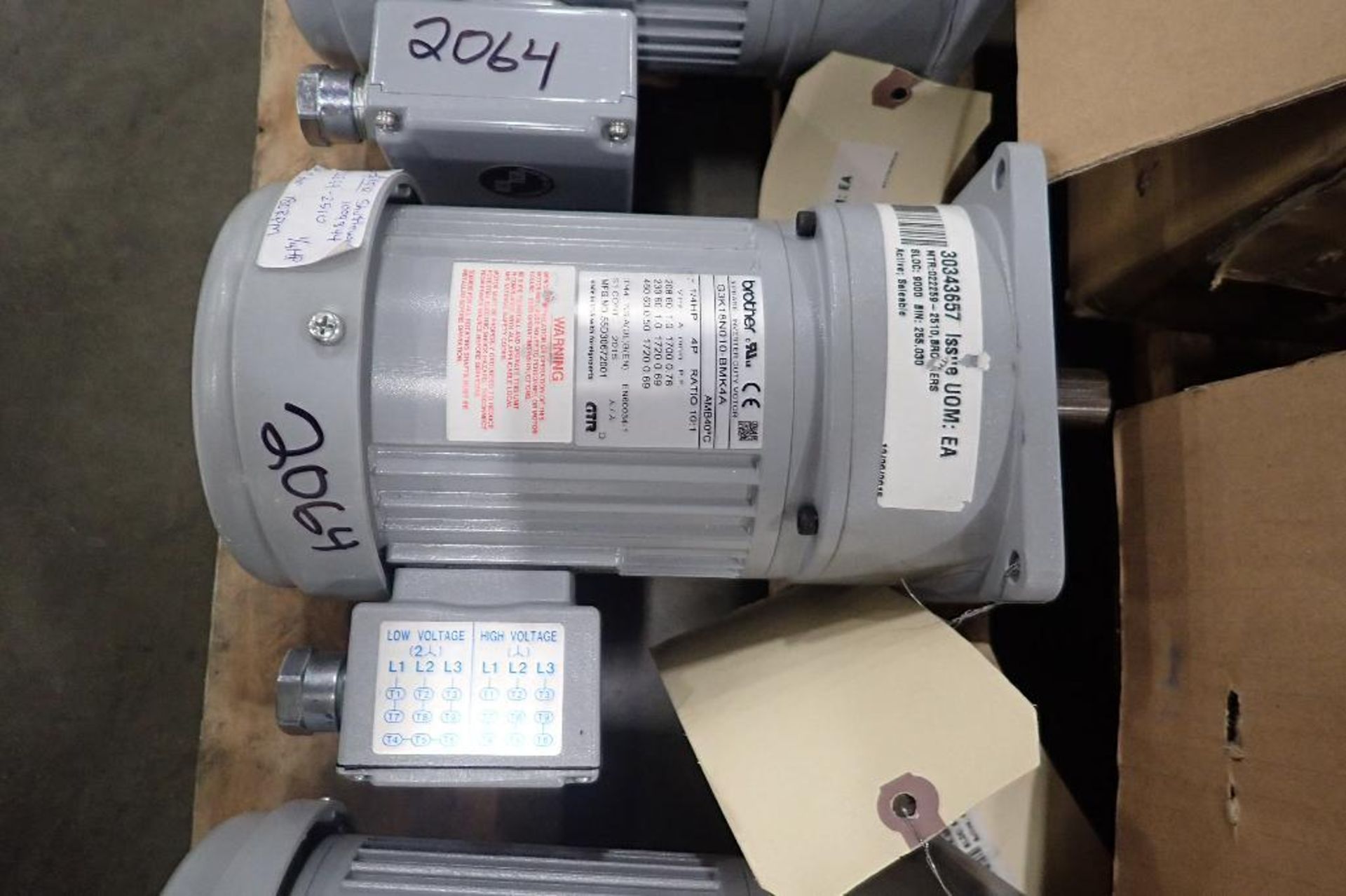 (6) New Brother 14 hp induction motors. (See photos for additional specs). **Rigging Fee: $25** (Loc - Image 14 of 19