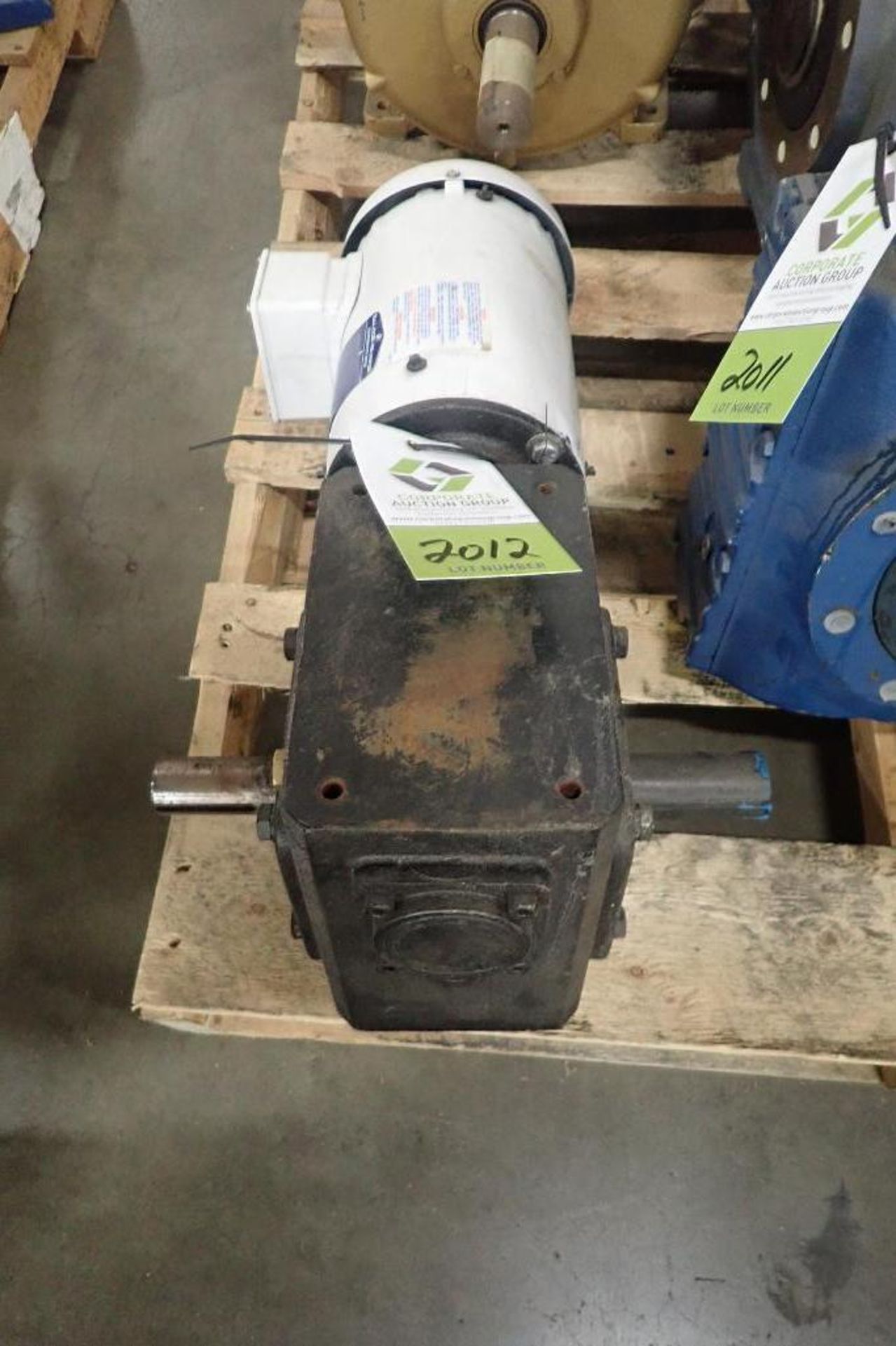 Baldor 2 hp electric motor and gearbox. (See photos for additional specs). **Rigging Fee: $25** (Loc - Image 2 of 6