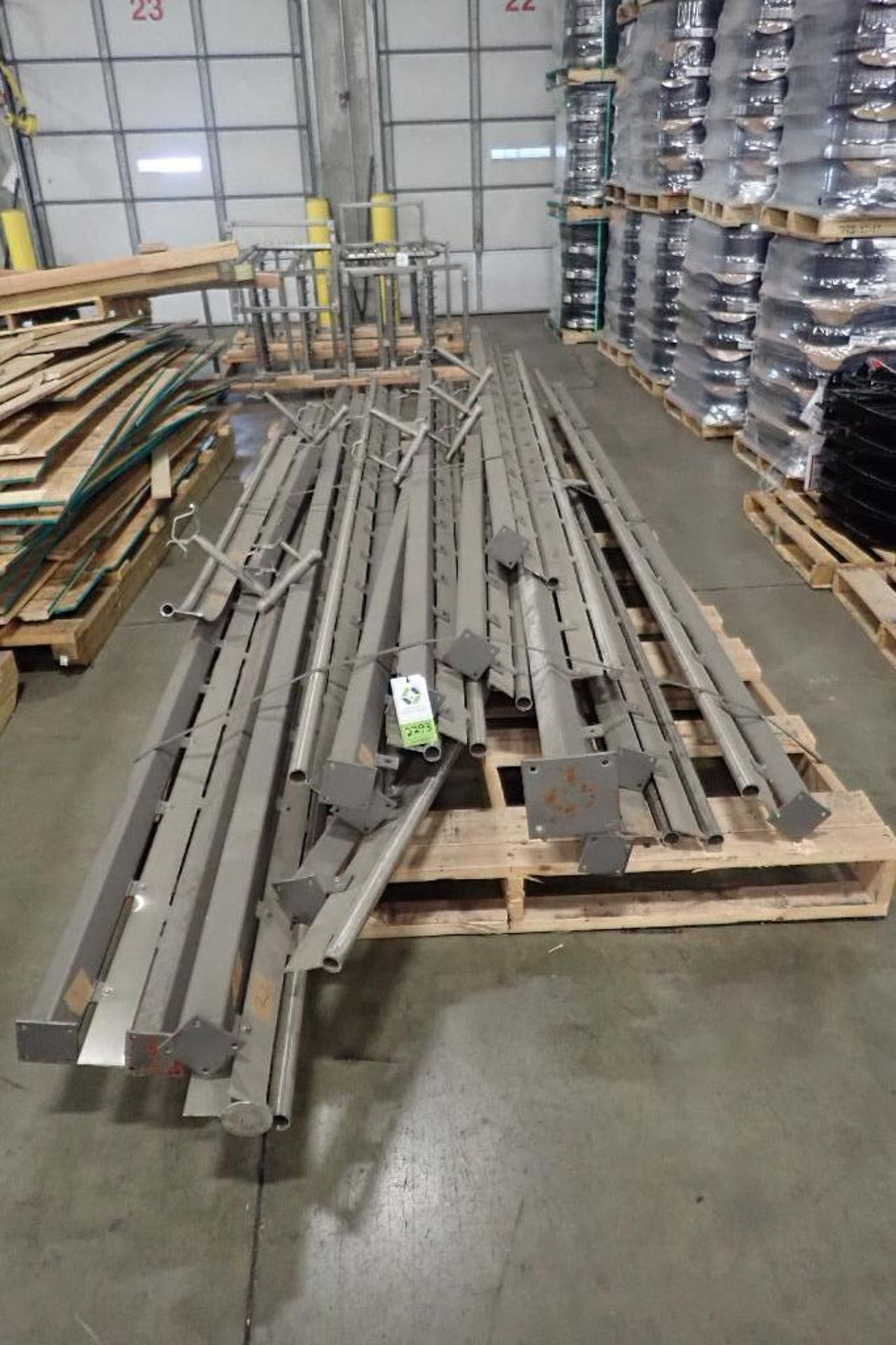 Skid of assorted mild steel mezzanine legs. (See photos for additional specs). **Rigging Fee: $125**