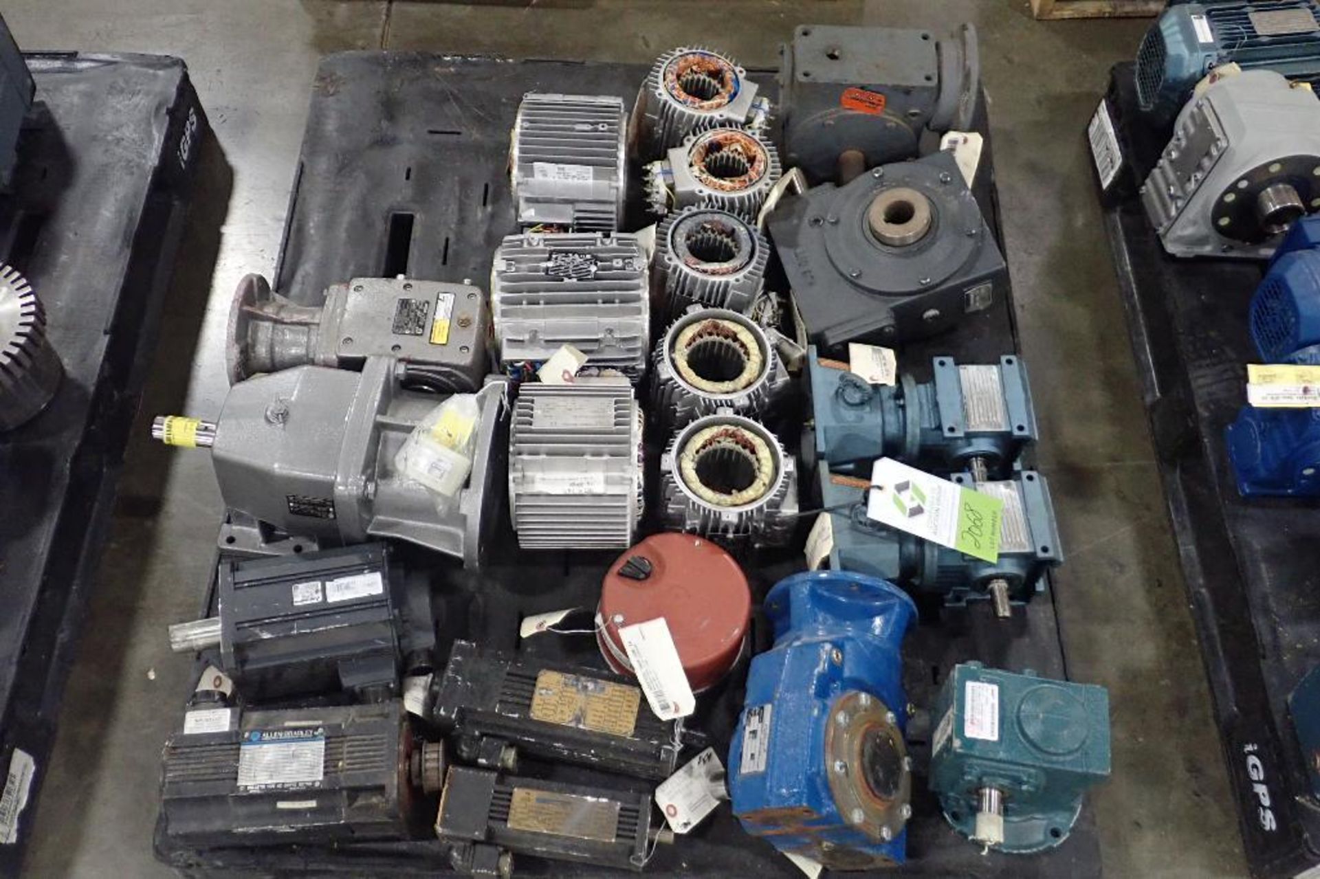 Pallet of assorted gearboxes, servo motors, cores. (See photos for additional specs). **Rigging Fee: