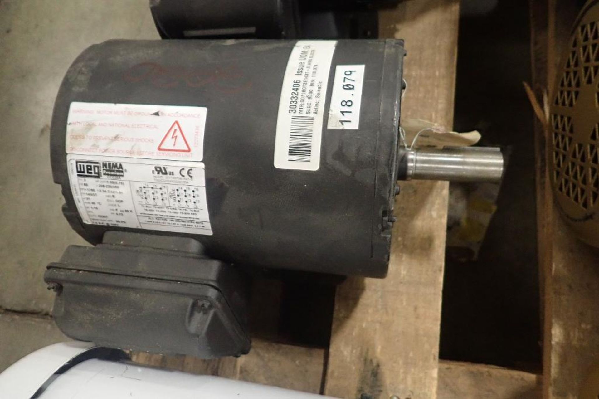 (6) assorted electric motors, 1 hp to 1.5 hp. (See photos for additional specs). **Rigging Fee: $25* - Image 13 of 14