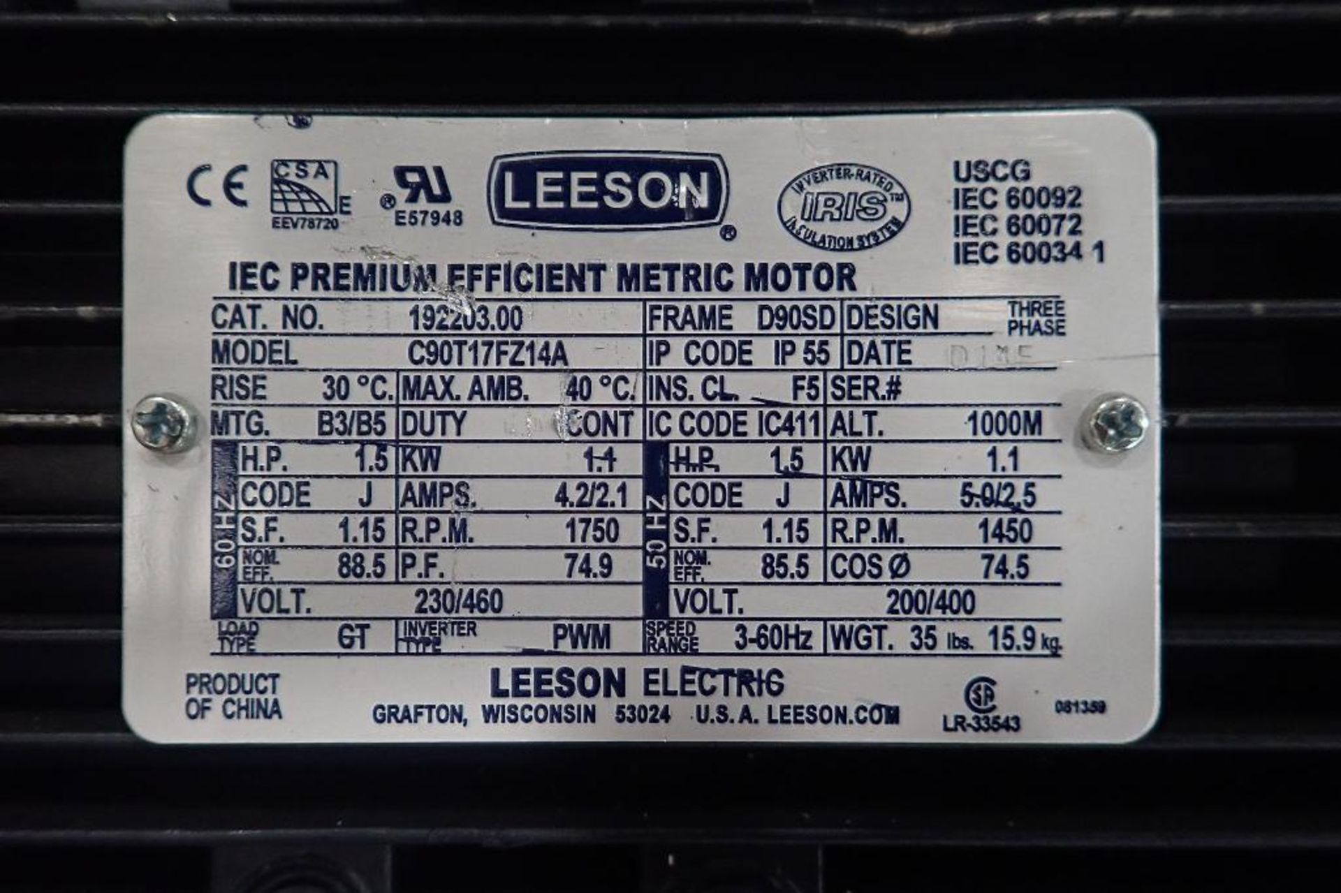 (10) assorted electric motors and gearboxes. (See photos for additional specs). **Rigging Fee: $25** - Image 19 of 29