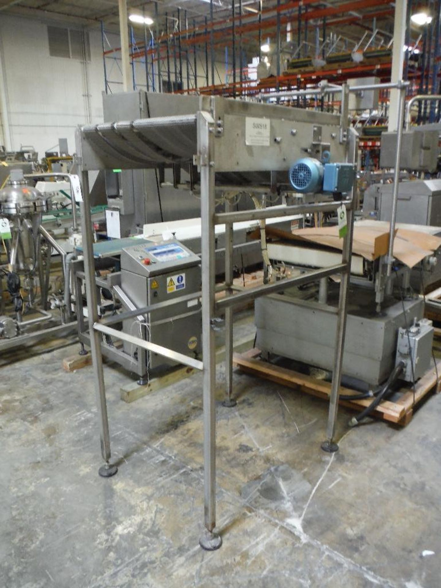 SS wire mesh belt conveyor, 40 in. long x 28 in. wide x 70 in. tall, 2 motors and drives **Rigging F