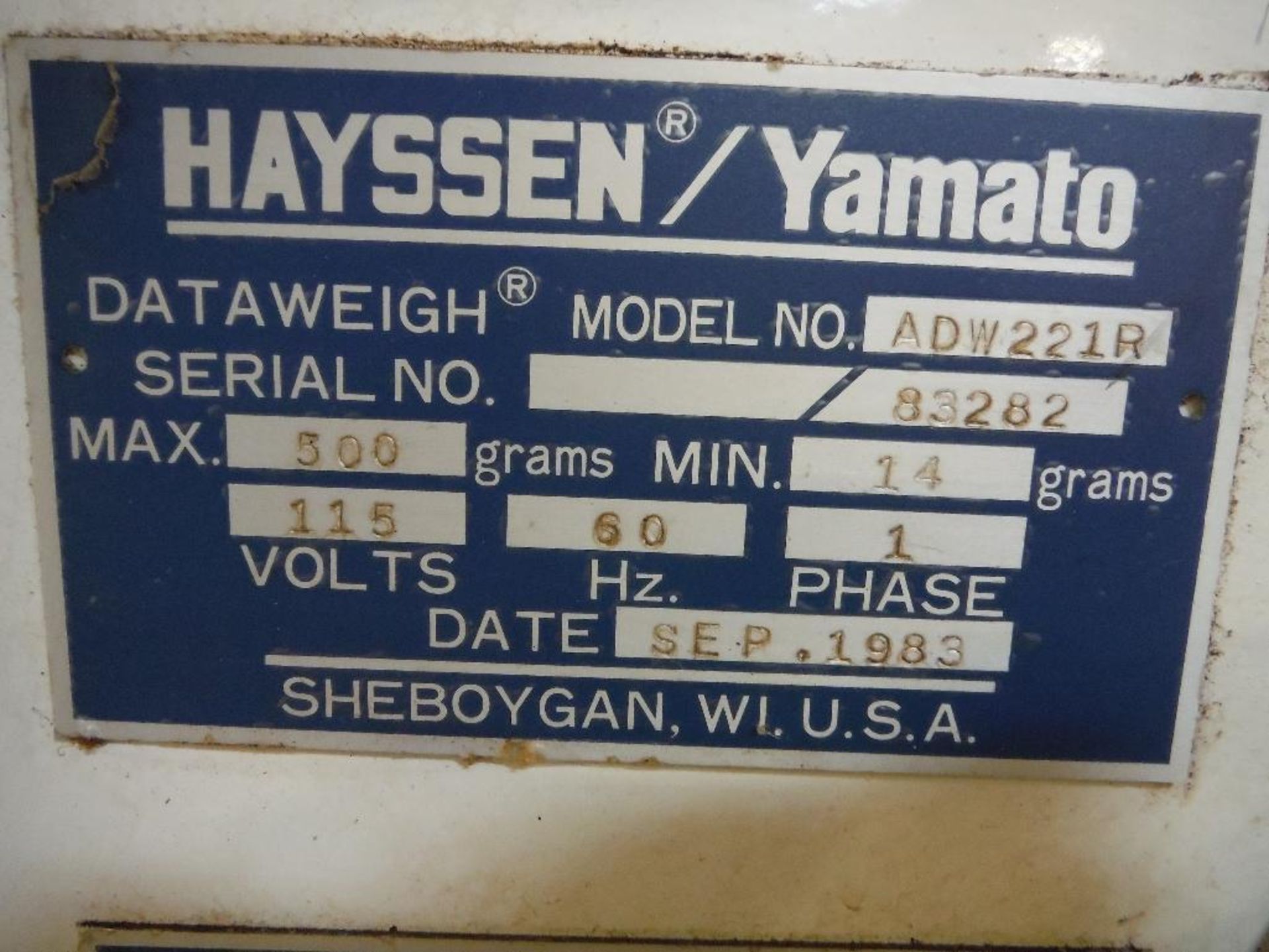 1983 Hayssen Yamato 12 head rotary scale, Model ADW221R, SN 83282, 14g to 500g range, with legs (2 s - Image 8 of 10