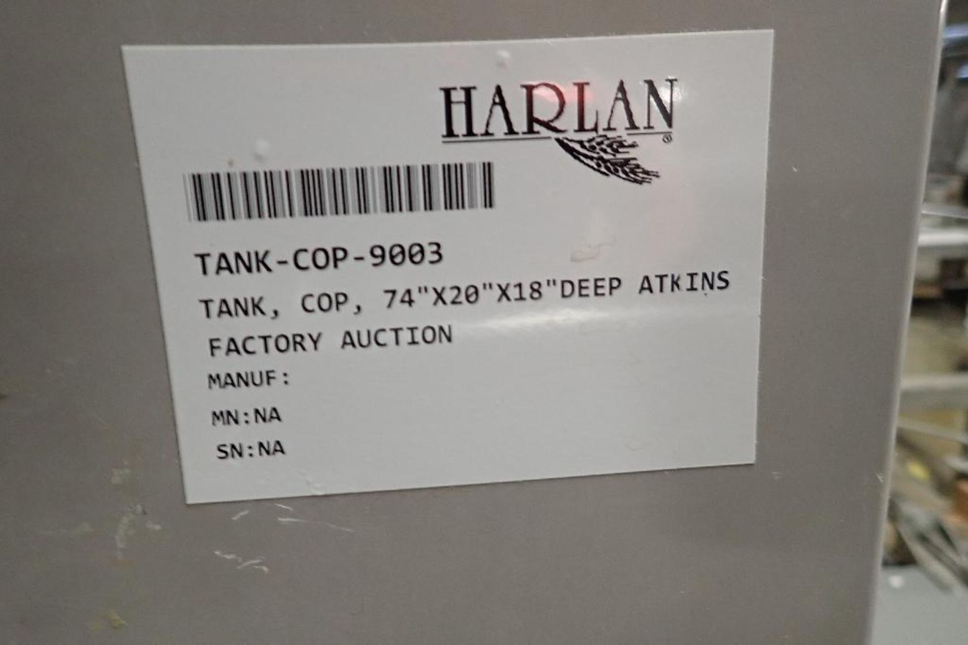 SS COP tank, 72 in. long x 20 in. wide x 18 in. deep, with SS centrifugal pump **Rigging FEE: $100 * - Image 10 of 10