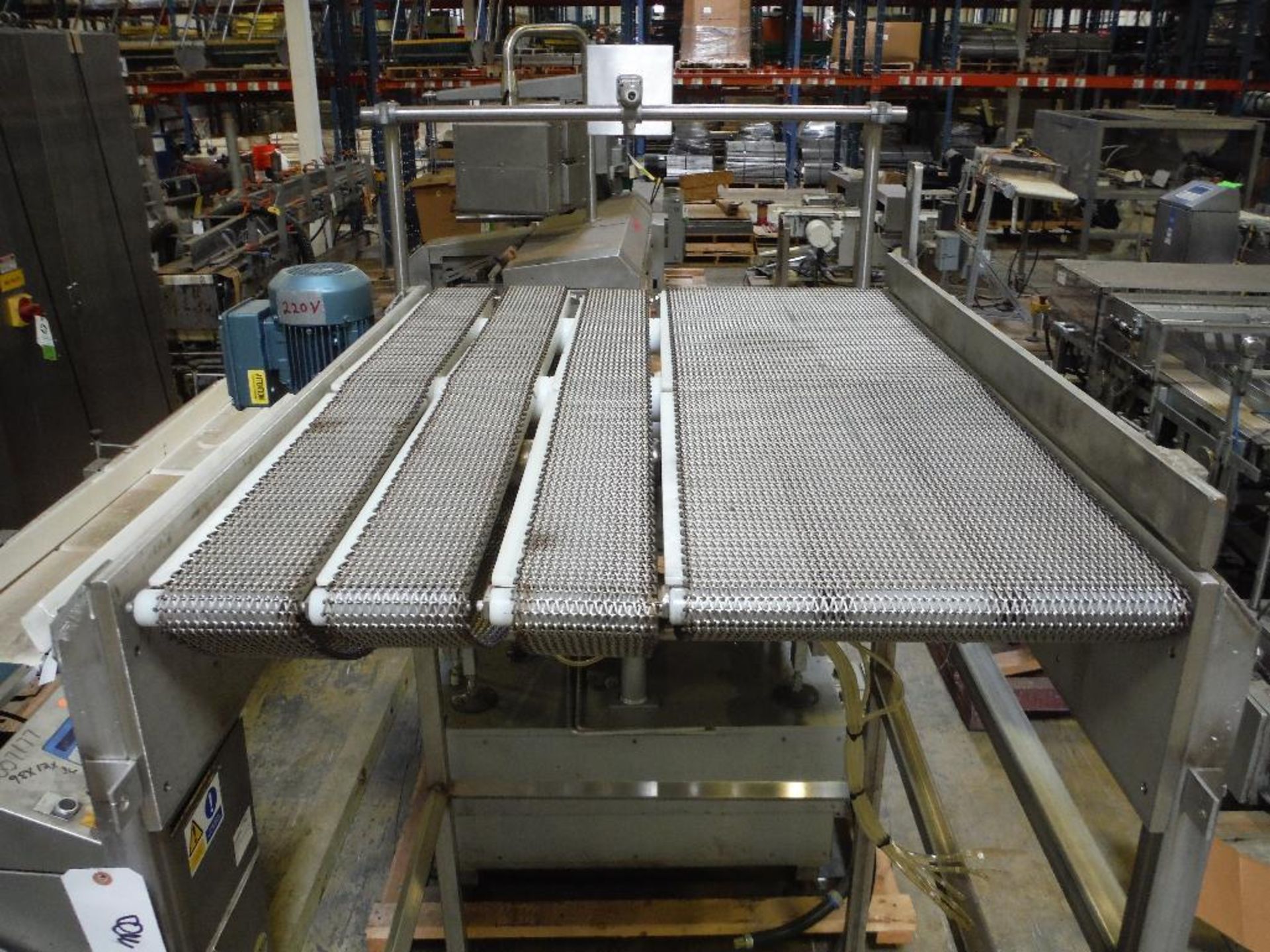 SS wire mesh belt conveyor, 40 in. long x 28 in. wide x 70 in. tall, 2 motors and drives **Rigging F - Image 2 of 6