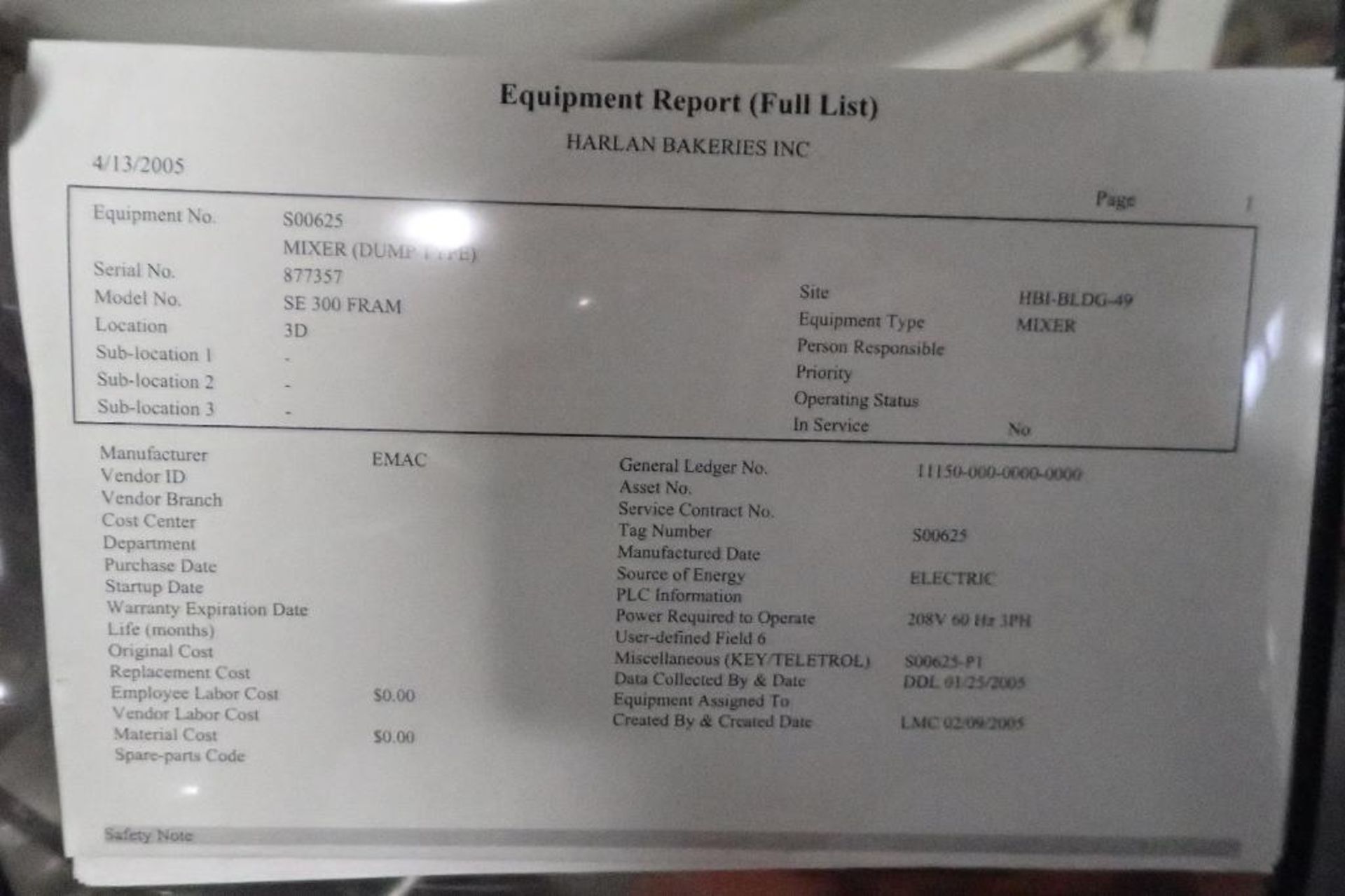 Emac spiral mixer, Model SE 300 FRAM, SN 877357, SS bowl 41 in. dia x 20 in. tall **Rigging FEE: $15 - Image 11 of 12