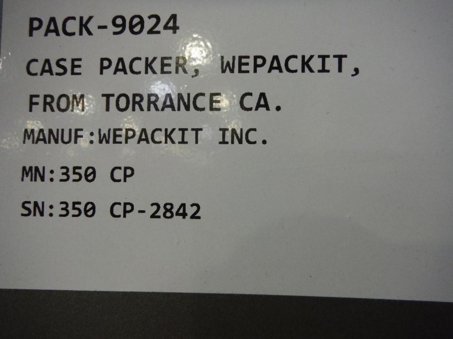 Wepackit case packer, Model 350CP, SN 350CP-2842, 6 twin. heads, 19 in. wide conveyor, carbon steel - Image 14 of 14