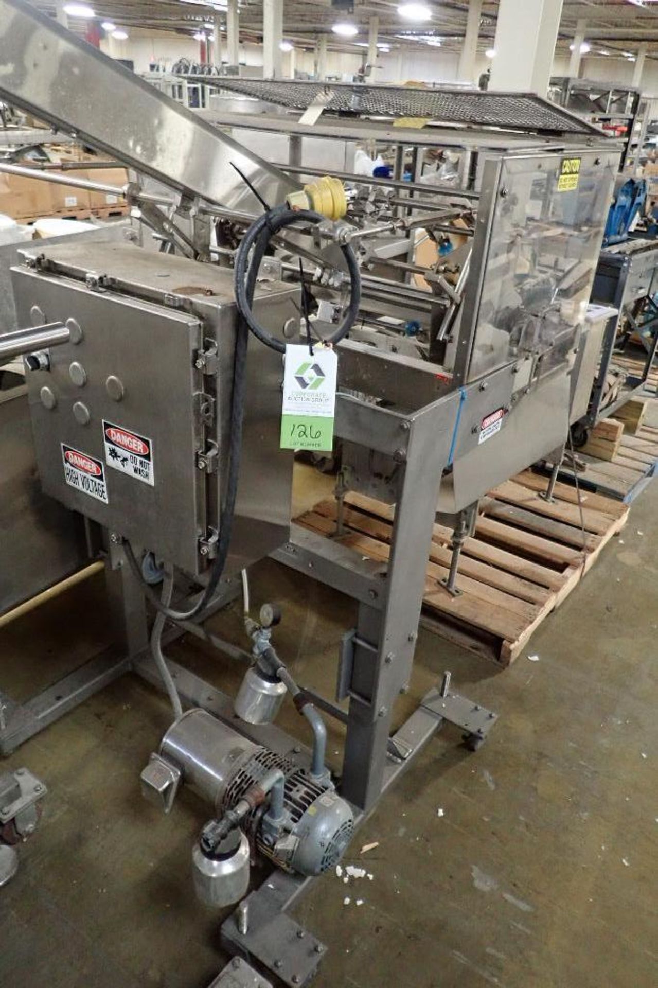 Thiele tray de-nester, Model 34-000, SN 66671, SS frame with vacuum pumps, on casters **Rigging FEE: - Image 7 of 9