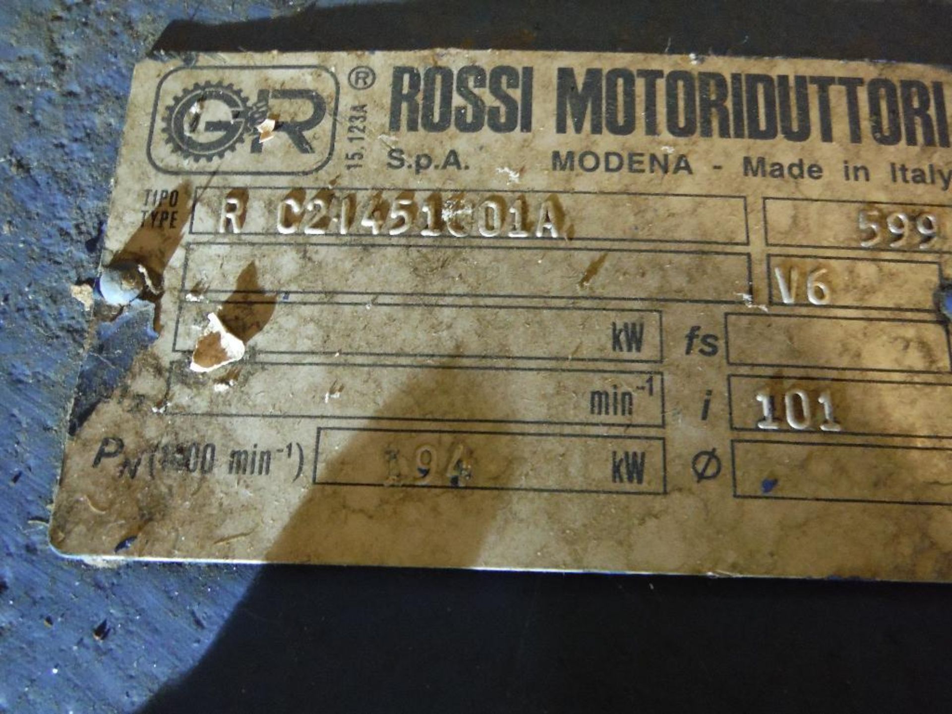 Rossi spiral freezer drive, Model RC21451U01A, 47 hp drive **Rigging FEE: $25 ** - Image 6 of 7