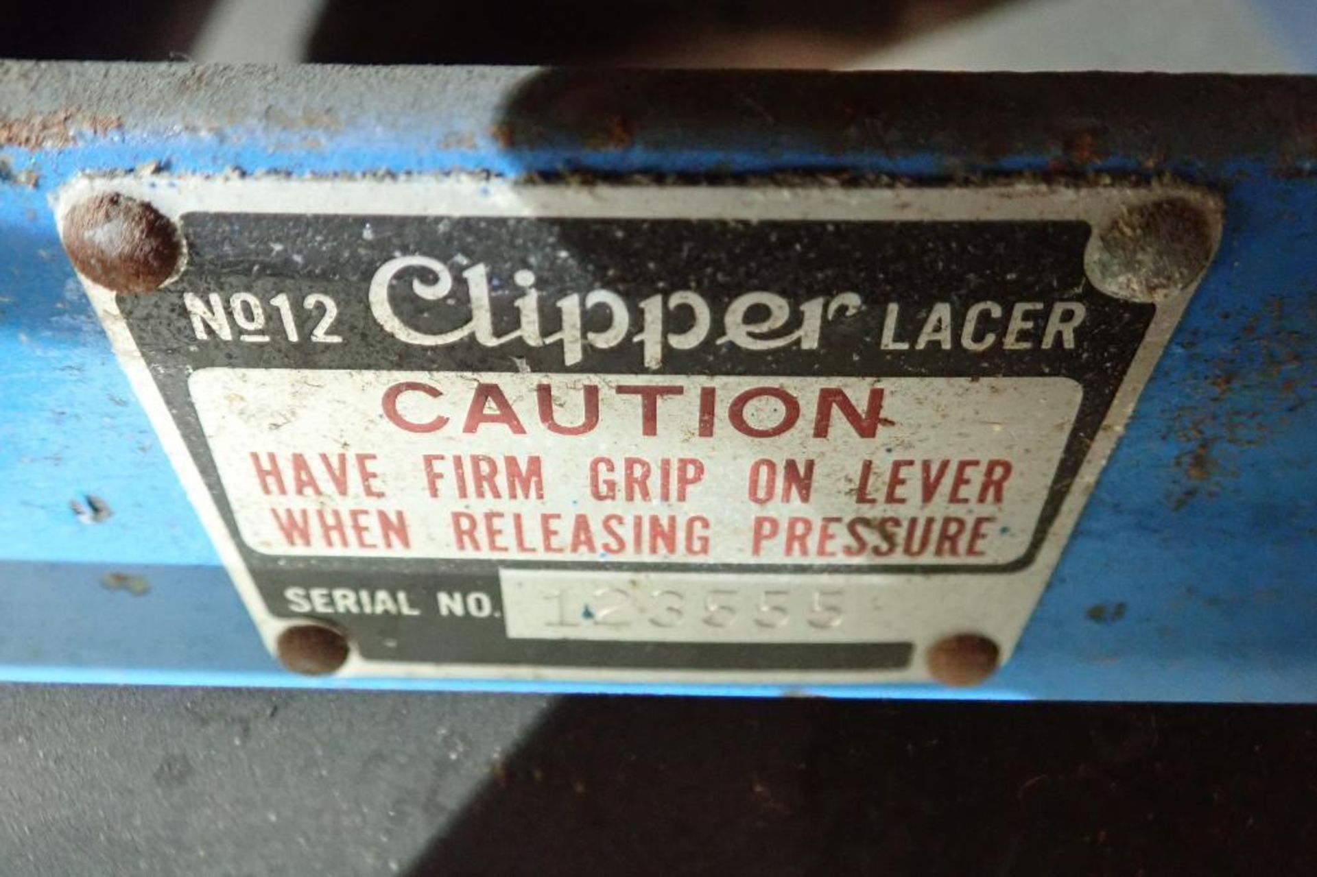 Clipper No 12 belt Lacer, SN 123555, on cart **Rigging FEE: $50 ** - Image 4 of 7