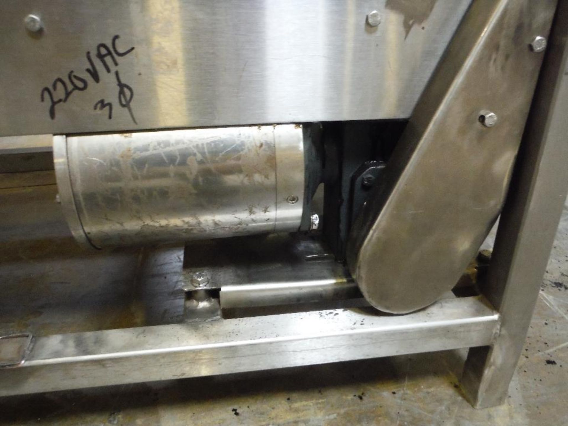 SS conveyor, 56 in. long x 15 in. wide, SS wash-down motor and drive **Rigging FEE: $50 ** - Image 3 of 5
