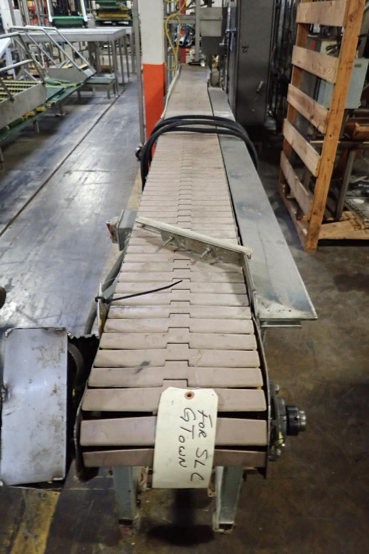 Table top belt conveyor, 192 in. long x 10 in. wide x 40 in. tall, mild steel frame, motor and drive - Image 2 of 4