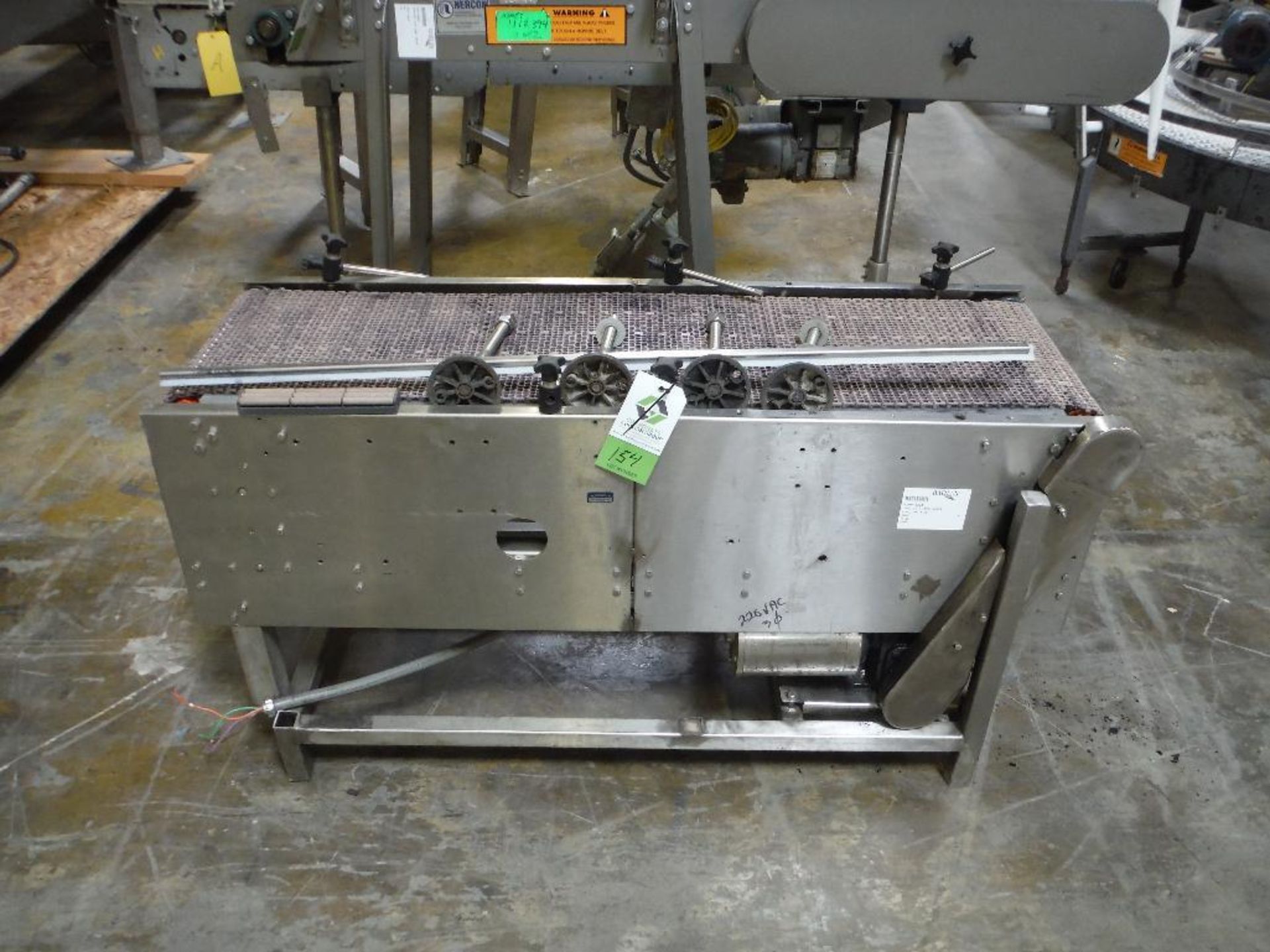 SS conveyor, 56 in. long x 15 in. wide, SS wash-down motor and drive **Rigging FEE: $50 **