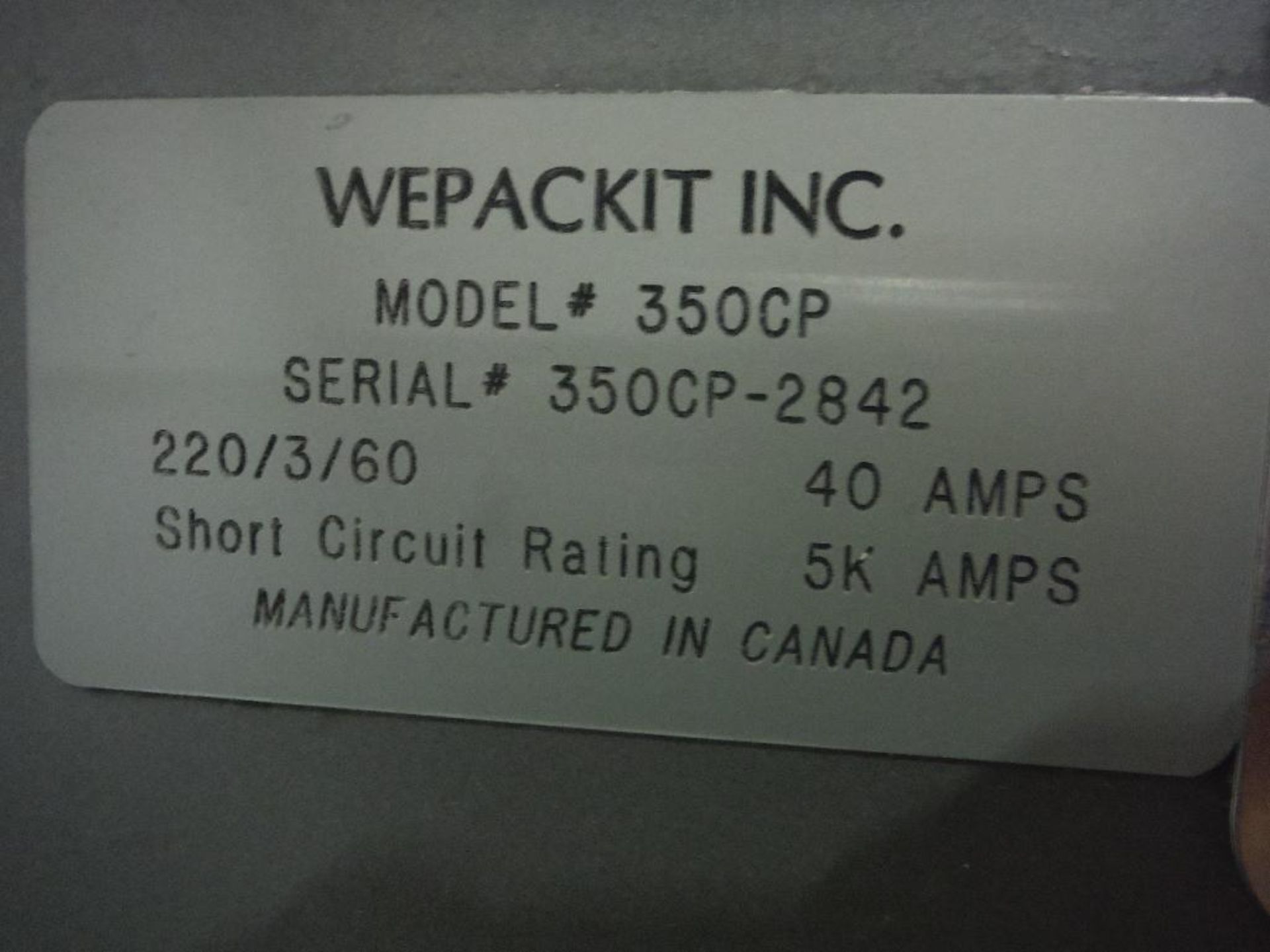 Wepackit case packer, Model 350CP, SN 350CP-2842, 6 twin. heads, 19 in. wide conveyor, carbon steel - Image 7 of 14