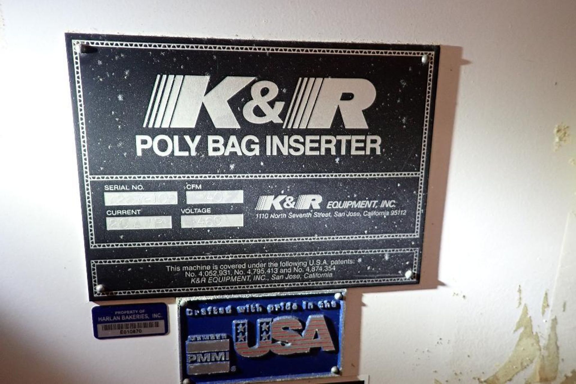 K N R poly bag inserter, SN 7267-105, 40 CFM **Rigging FEE: $200 ** - Image 11 of 14