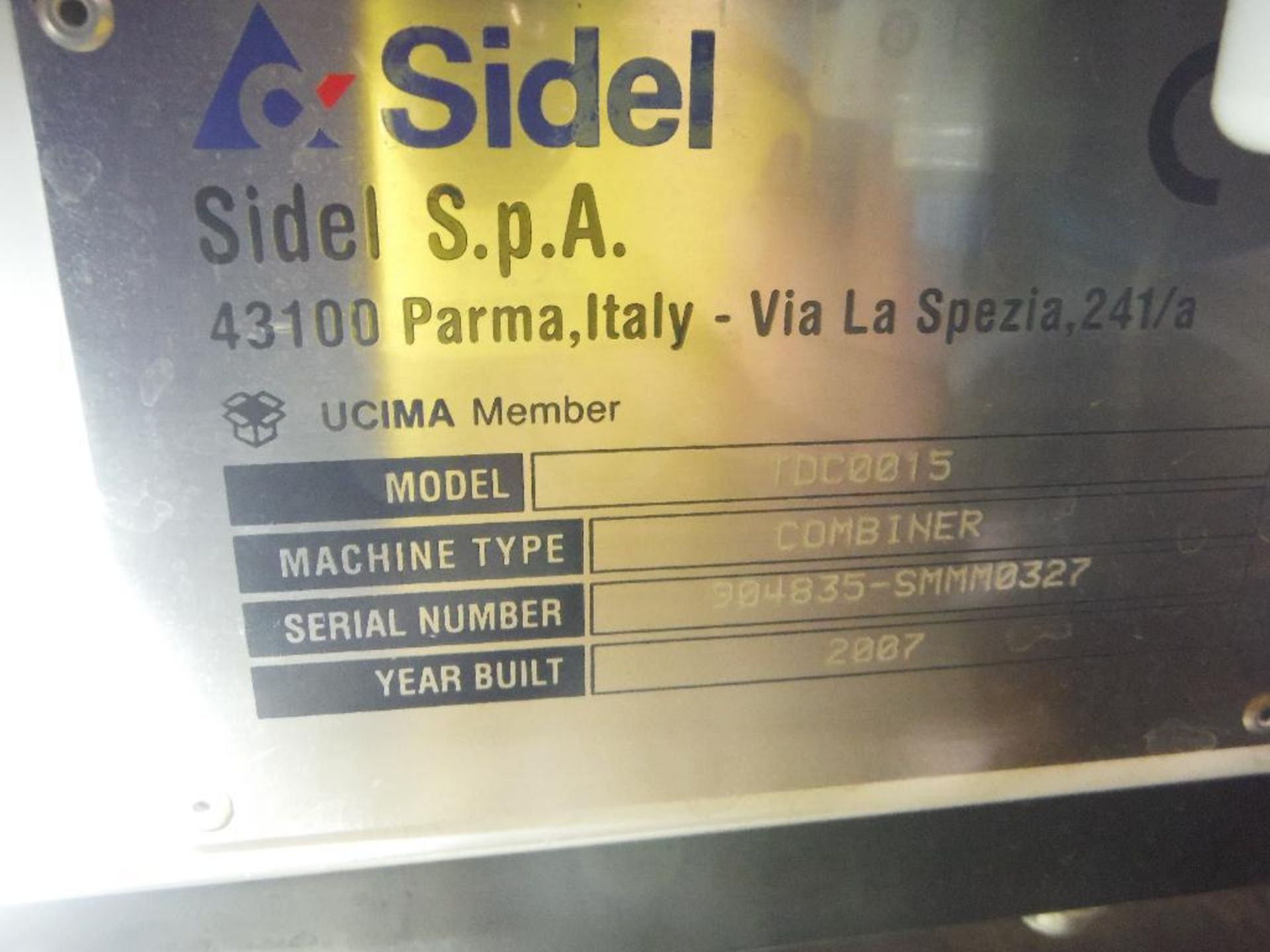 2007 Sidel combiner conveyor, Model TDC0015, SN 904835-SMMM0327, 98 in. long x 66 in. wide, with con - Bild 8 aus 9