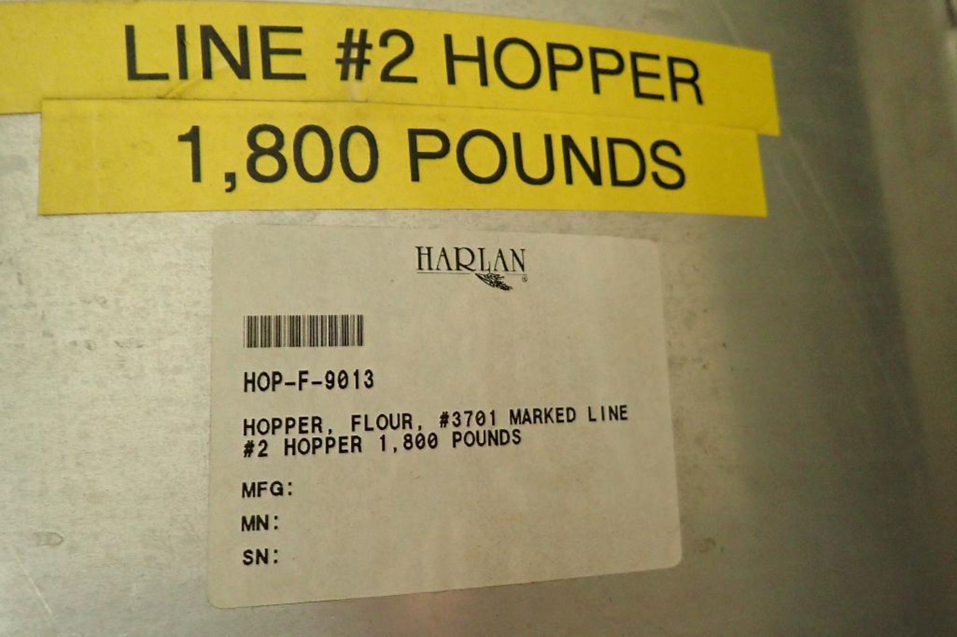 Aluminum flour hopper, 48 in. dia x 64 in. long with aluminum slant bottom hopper, 48 in. dia x 20 i - Image 4 of 6