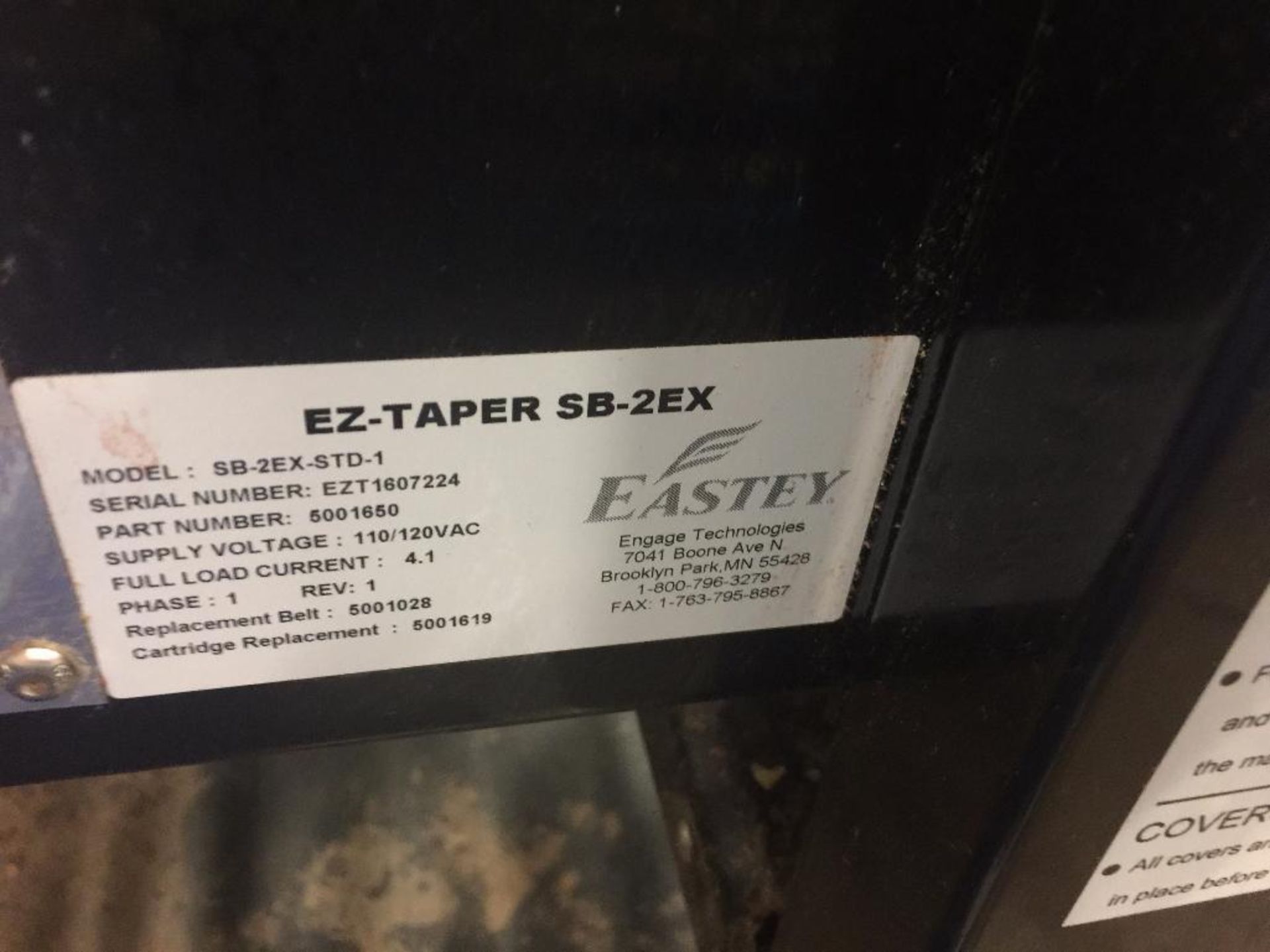 Eastey EZ-Taper carton sealer, model SB-2EX-STD-1, s/n EZT1607224, top and bottom tape heads. - ** L - Image 4 of 5