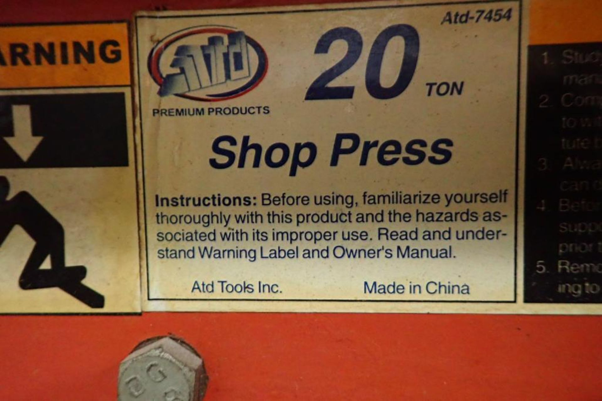 Premium products 20 ton shop press - ** Located in Dothan, Alabama ** Rigging Fee: $50 - Bild 3 aus 4