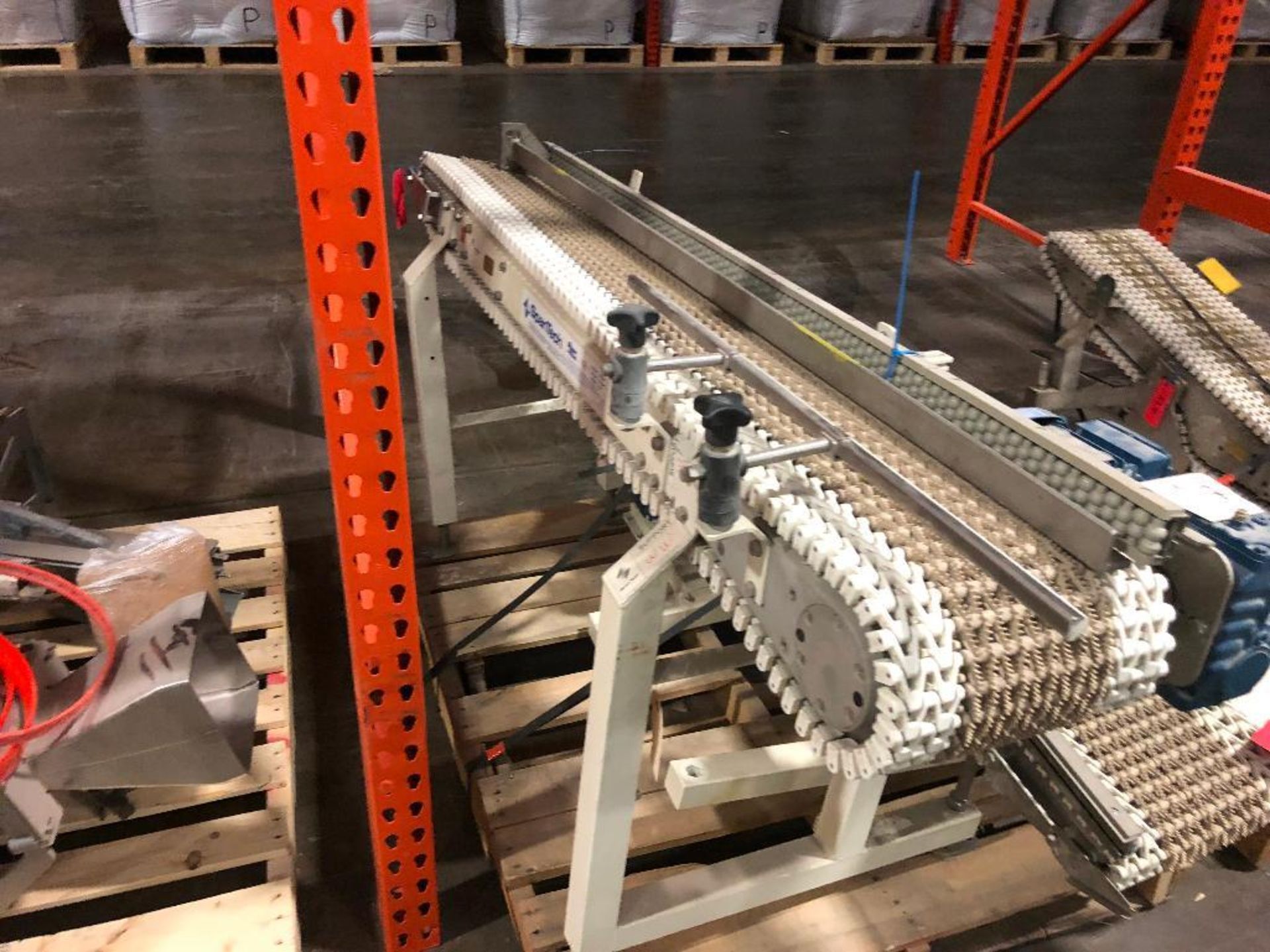 Spantech mild steel conveyor, 64 in. long x 11 in. wide x 30 in. tall, motor and drive. - ** Located - Image 3 of 6