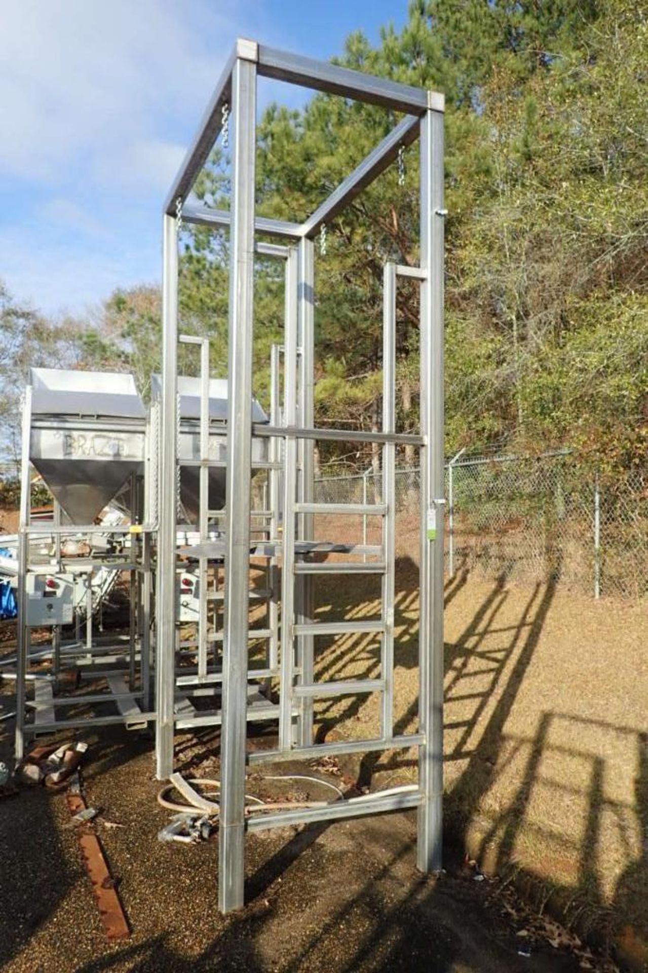 SS tote stand, 80 in. long x 40 in. wide x 14 ft. tall - ** Located in Dothan, Alabama ** Rigging Fe