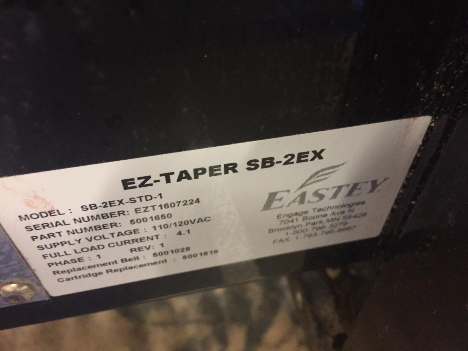 Eastey EZ-Taper carton sealer, model SB-2EX-STD-1, s/n EZT1607224, top and bottom tape heads. - ** L - Image 5 of 5