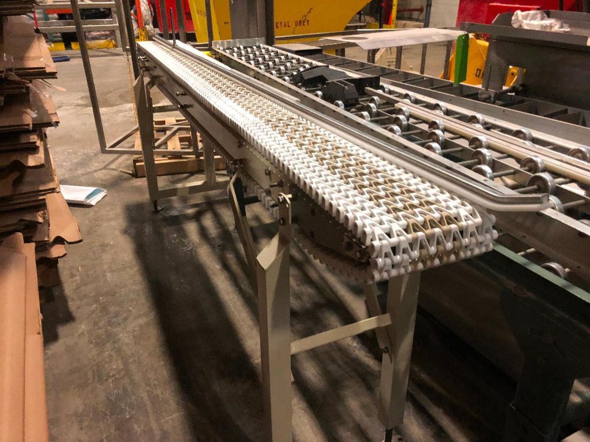 Spantech mild steel conveyor, 96 in. long x 8 1/2 in. wide x 34 in. tall, no motor or drive - ** Loc - Image 2 of 7