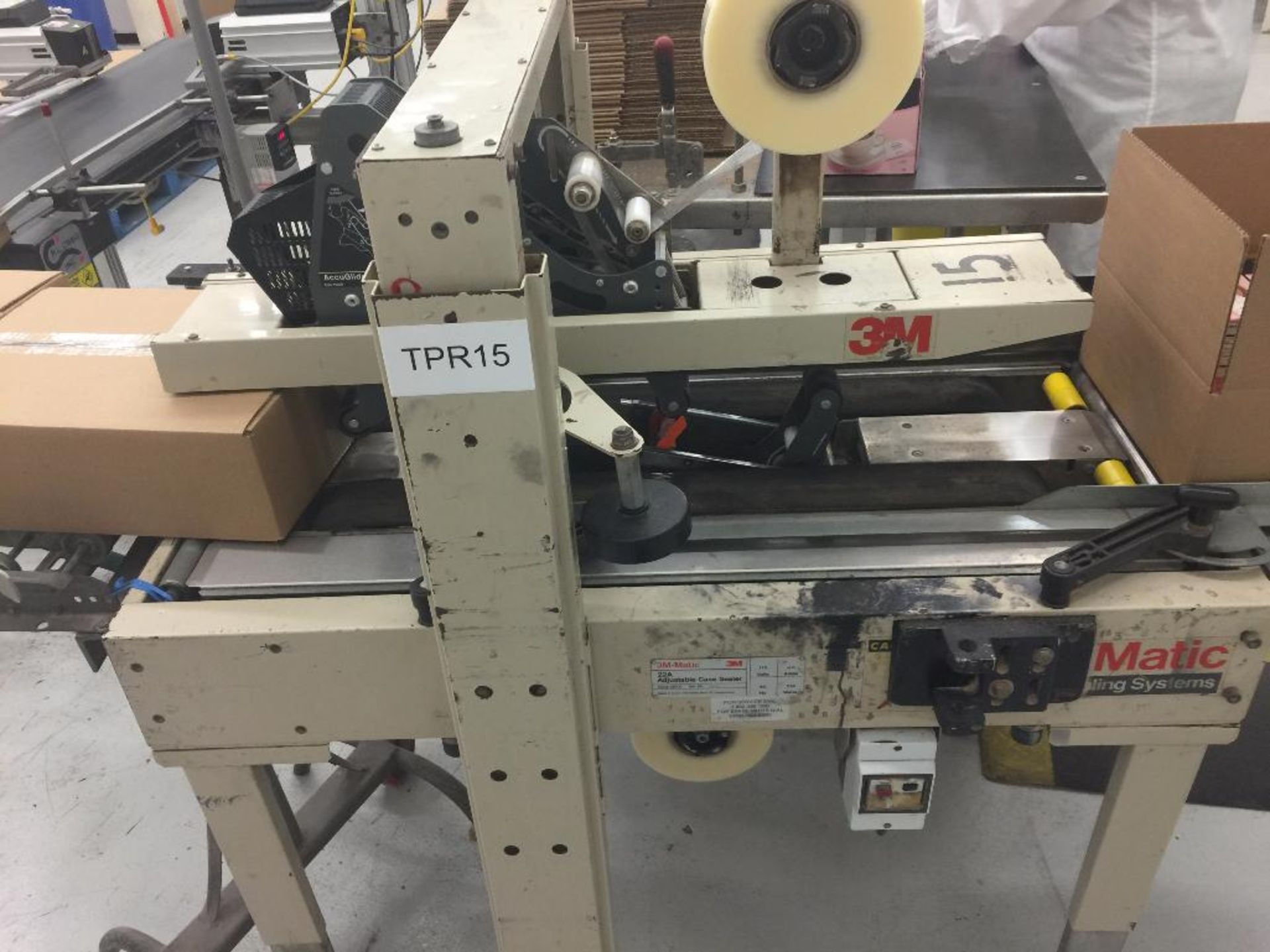 3M-Matic 22A adjustable case sealer, model 28600, s/n 8492, top and bottom tape heads. (TPR15) - **