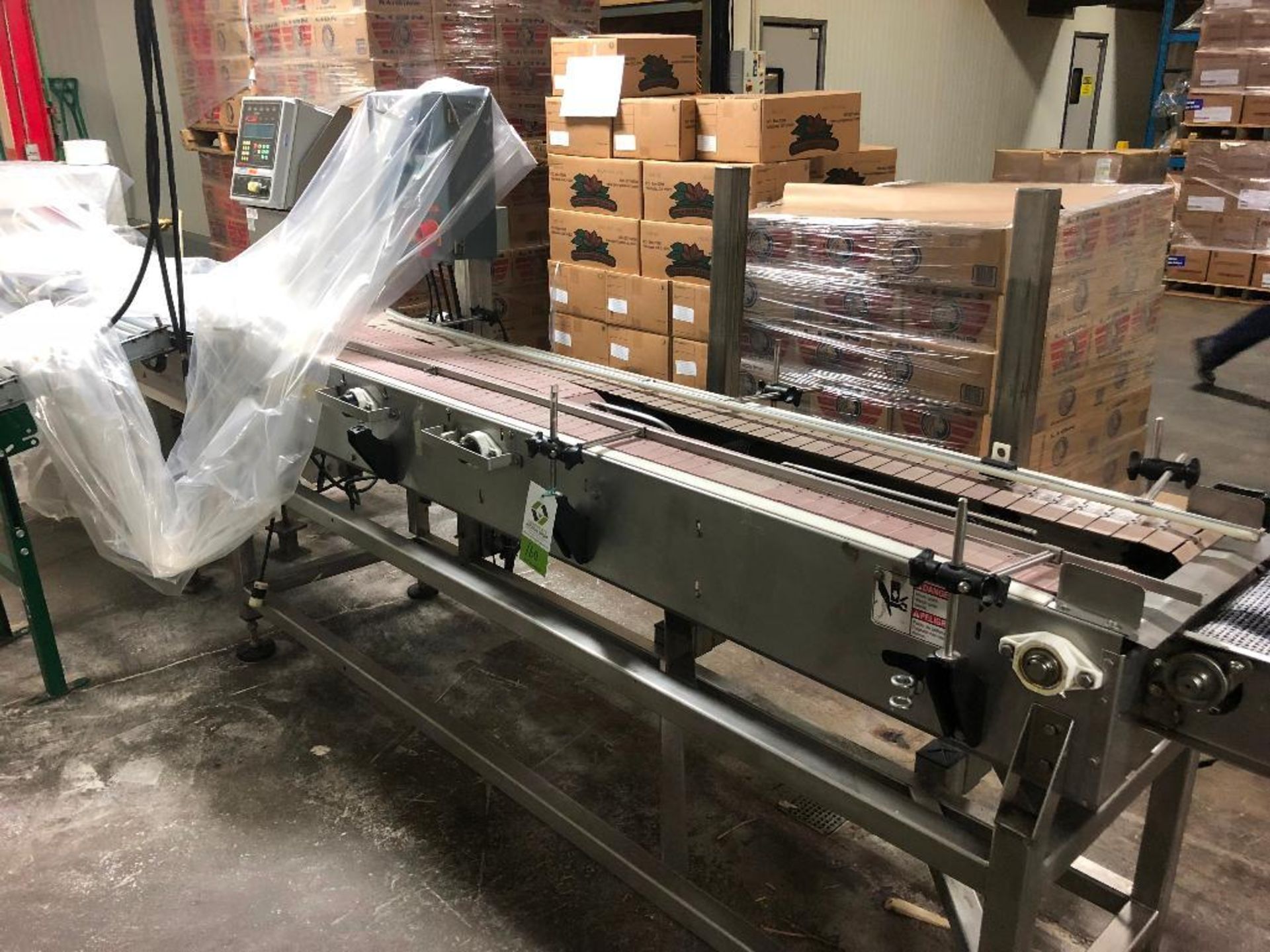 SS conveyor, 93 in. x 16 1/2 in. and 3 belts, motors and drives. - ** Located in South Beloit, Illin