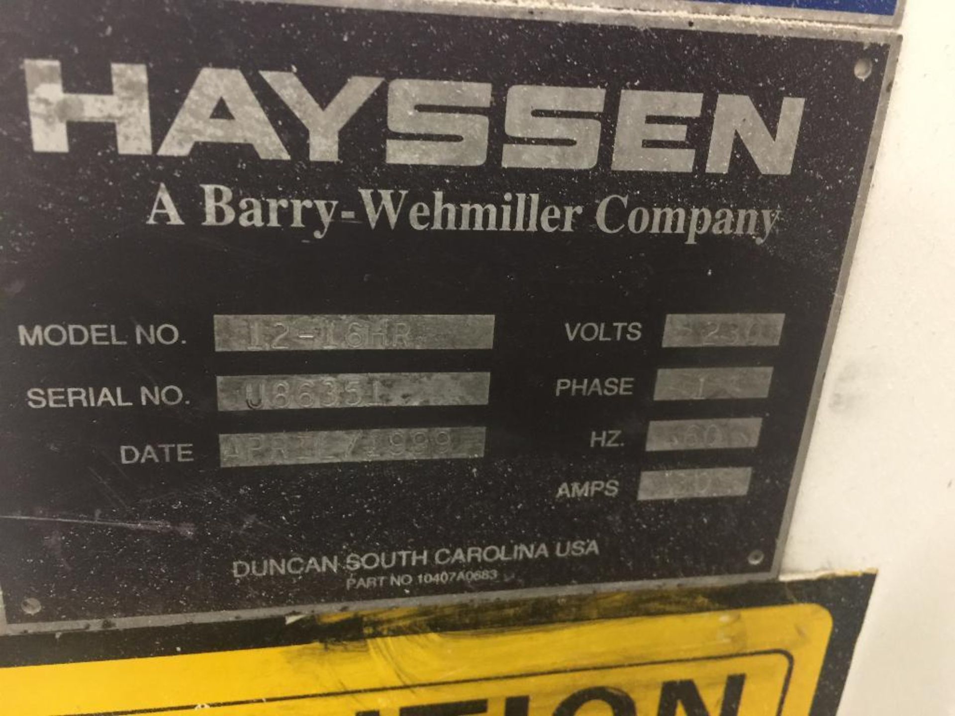 1989 Hayssen Ultima vertical form/fill/seal, model 12-16-HR, s/n U86351, with speed auger filler (oa - Bild 8 aus 10