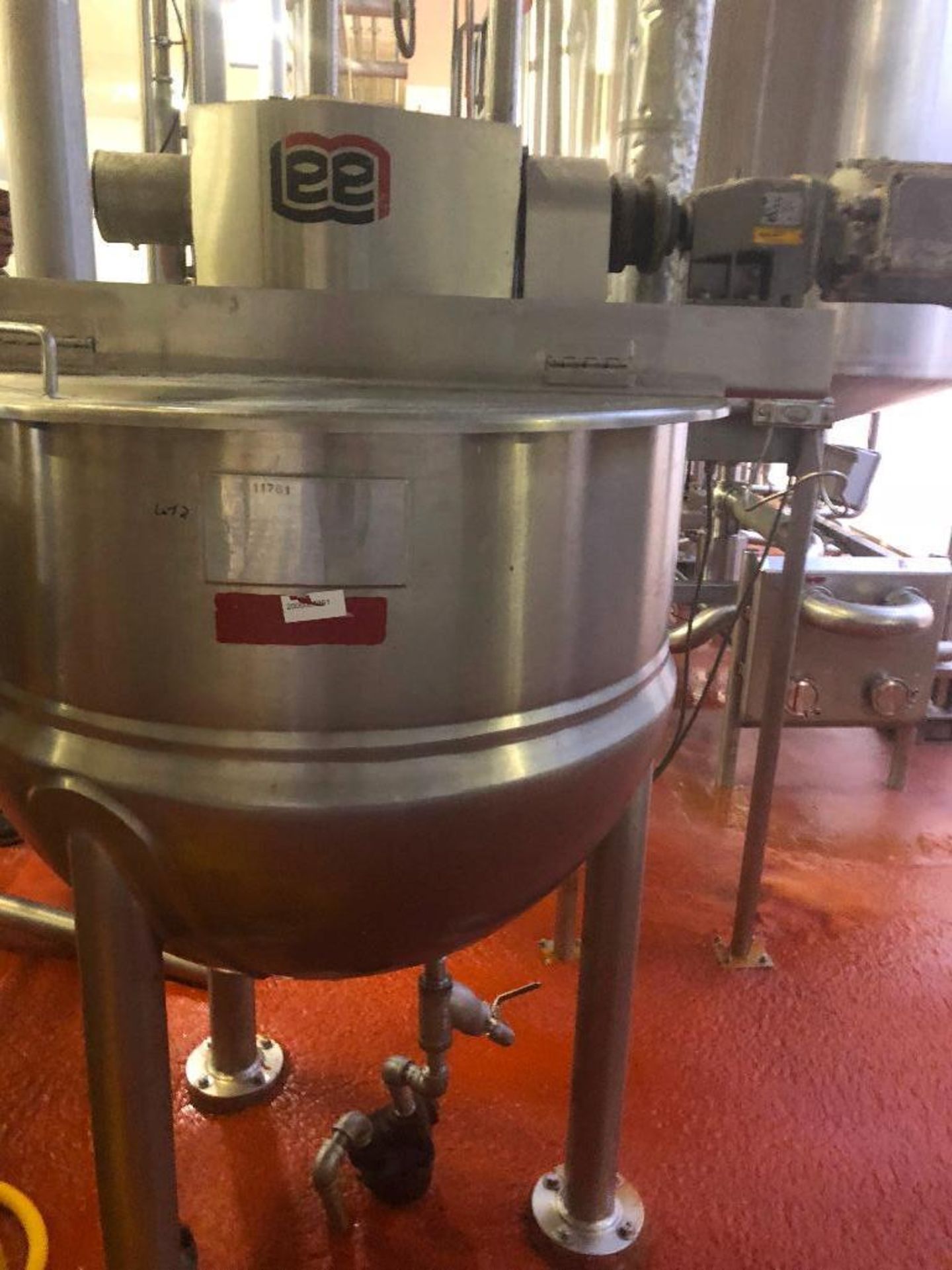 2009 Lee Industries stainless steel jacketed kettle, model 100D9M, s/n 61350-1-2, national board num