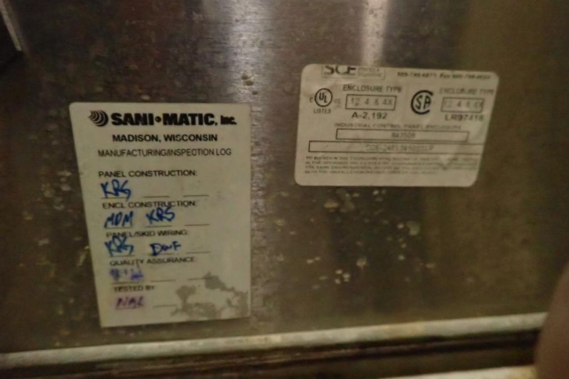 Sani-matic parts washer, Allen Bradley panelview 300, with ramp and rack for parts, box is 86 in. lo - Image 5 of 9