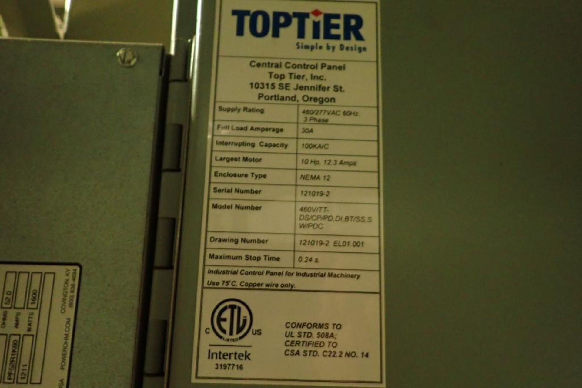 Top Tier palletizer, top in/bottom out, pallet auto feed, slip sheet inserter, auto wrapper, overall - Image 8 of 10