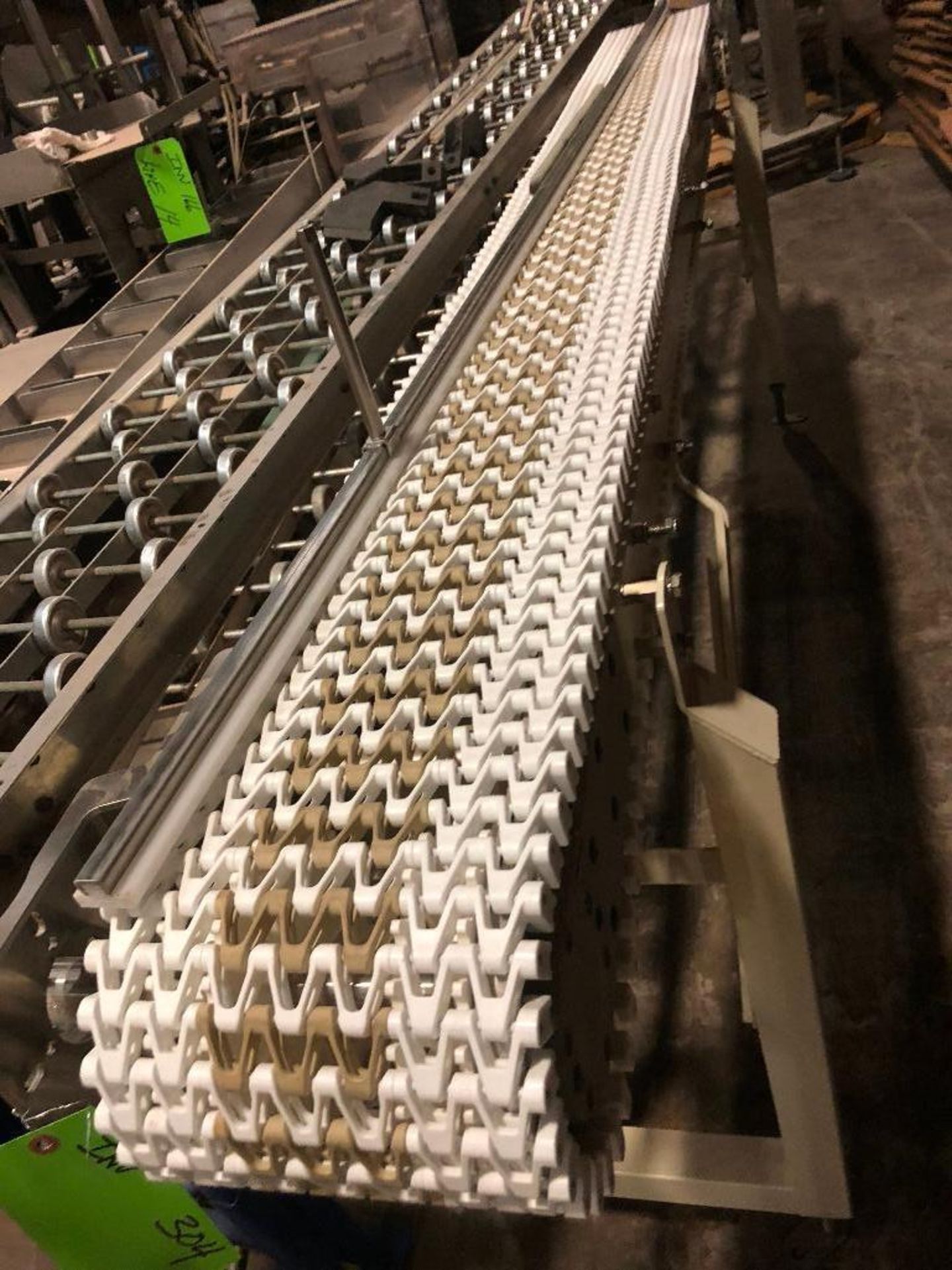 Spantech mild steel conveyor, 96 in. long x 8 1/2 in. wide x 34 in. tall, no motor or drive - ** Loc
