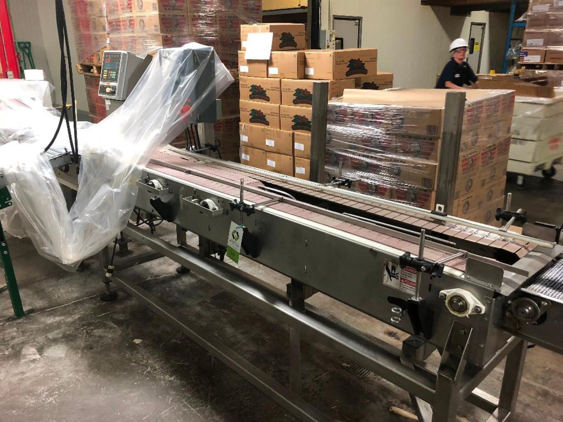 SS conveyor, 93 in. x 16 1/2 in. and 3 belts, motors and drives. - ** Located in South Beloit, Illin - Image 13 of 17