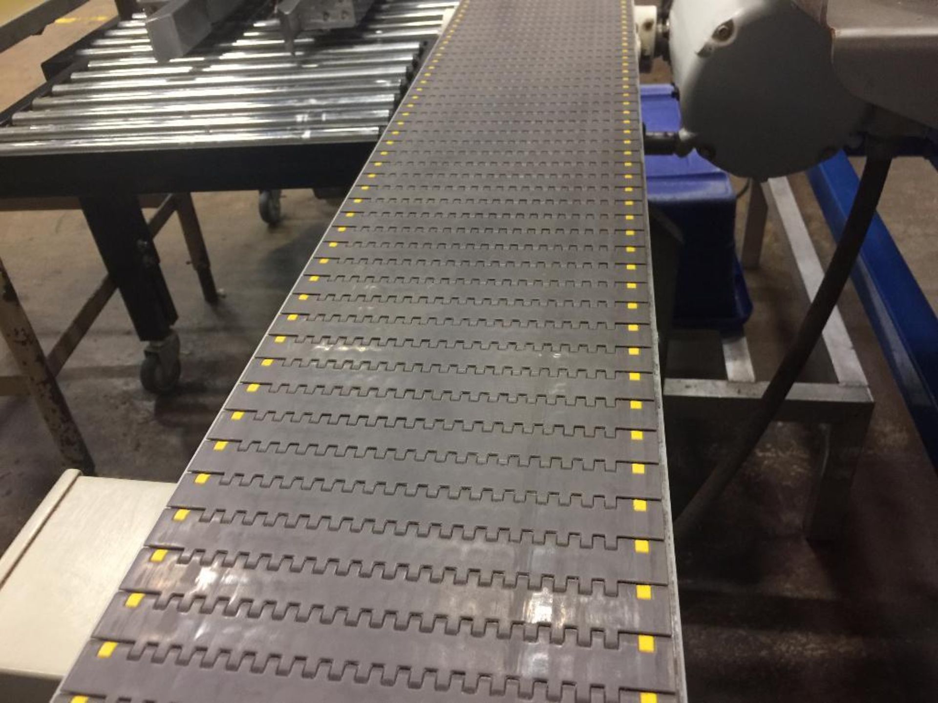 SS conveyor, 48 in. x 7 1/2 in. grey plastic belt, motor and drive. (FPC26) - ** Located in Medina, - Image 2 of 2